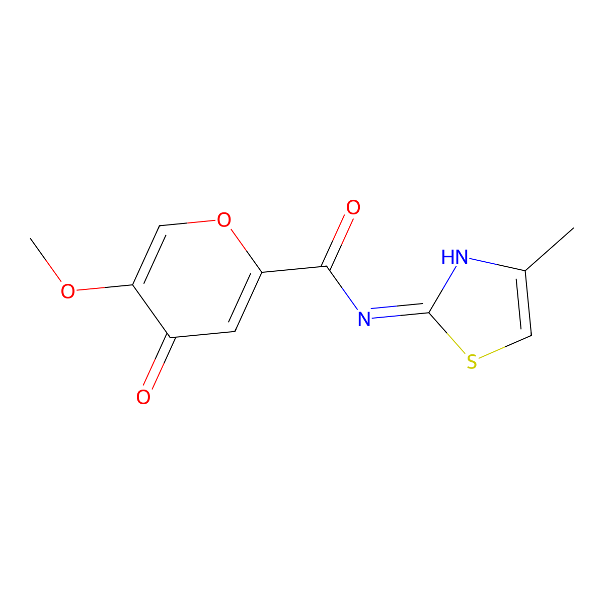 5-methoxy-N-(4-methylthiazol-2-yl)-4-oxo-4H-pyran-2-carboxamide molecular structure, CAS 1040640-22-9