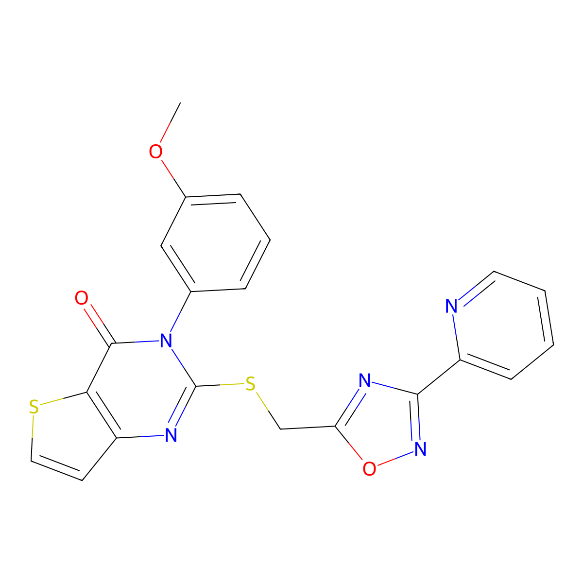 3-(3-methoxyphenyl)-2-({[3-(pyridin-2-yl)-1,2,4-oxadiazol-5-yl]methyl}sulfanyl)-3H,4H-thieno[3,2-d]pyrimidin-4-one molecular structure, CAS 1040640-23-0