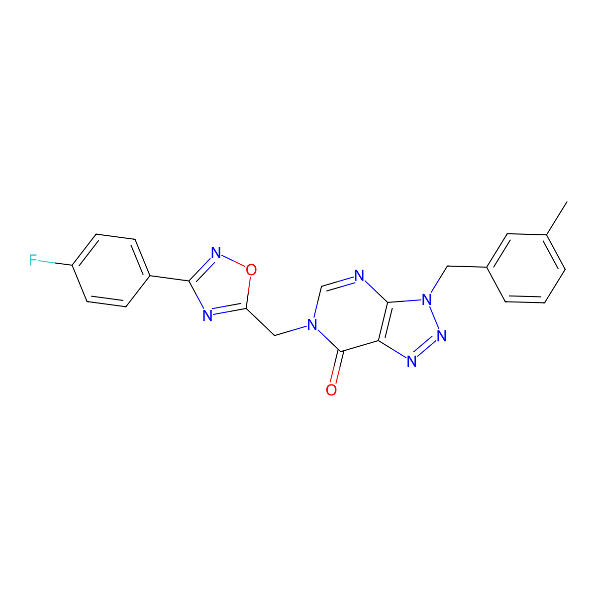 6-{[3-(4-fluorophenyl)-1,2,4-oxadiazol-5-yl]methyl}-3-[(3-methylphenyl)methyl]-3H,6H,7H-[1,2,3]triazolo[4,5-d]pyrimidin-7-one molecular structure, CAS 1040640-26-3