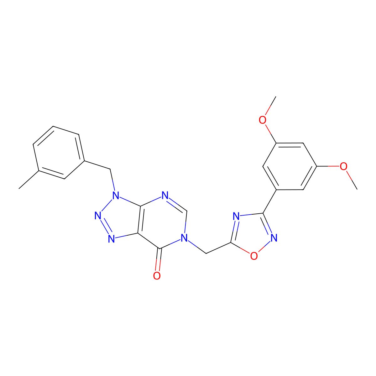 6-{[3-(3,5-dimethoxyphenyl)-1,2,4-oxadiazol-5-yl]methyl}-3-[(3-methylphenyl)methyl]-3H,6H,7H-[1,2,3]triazolo[4,5-d]pyrimidin-7-one molecular structure, CAS 1040640-33-2
