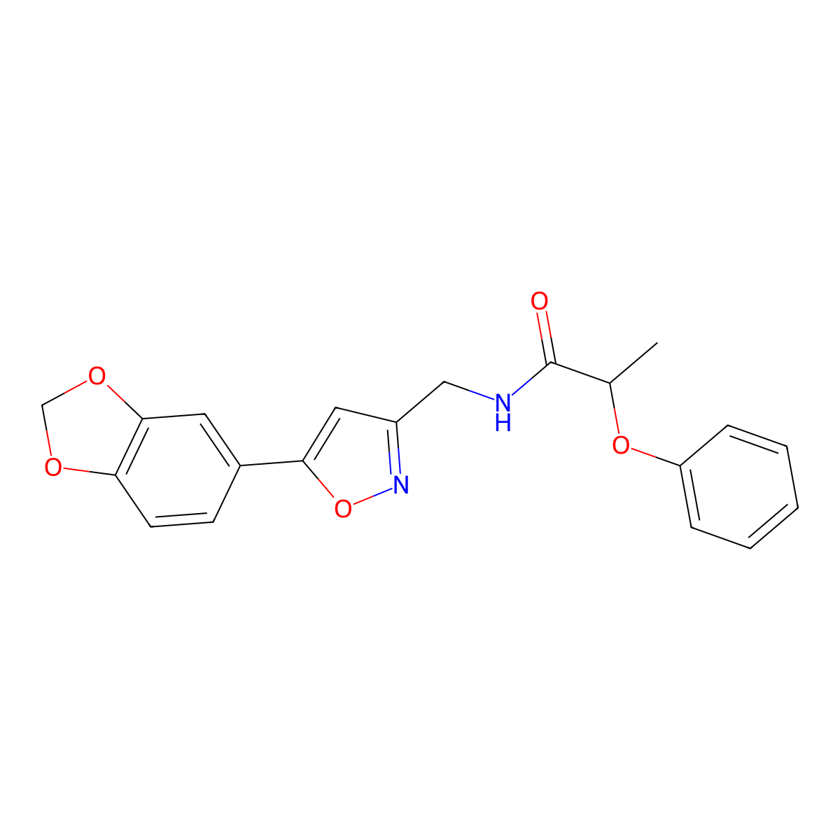 N-((5-(benzo[d][1,3]dioxol-5-yl)isoxazol-3-yl)methyl)-2-phenoxypropanamide molecular structure, CAS 1040640-34-3