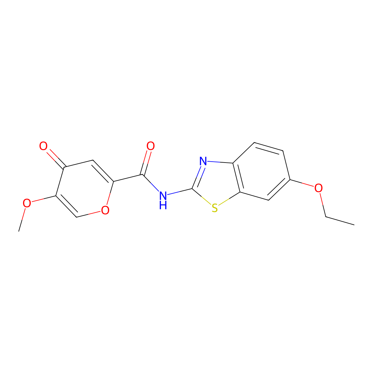 N-(6-ethoxy-1,3-benzothiazol-2-yl)-5-methoxy-4-oxo-4H-pyran-2-carboxamide molecular structure, CAS 1040640-36-5