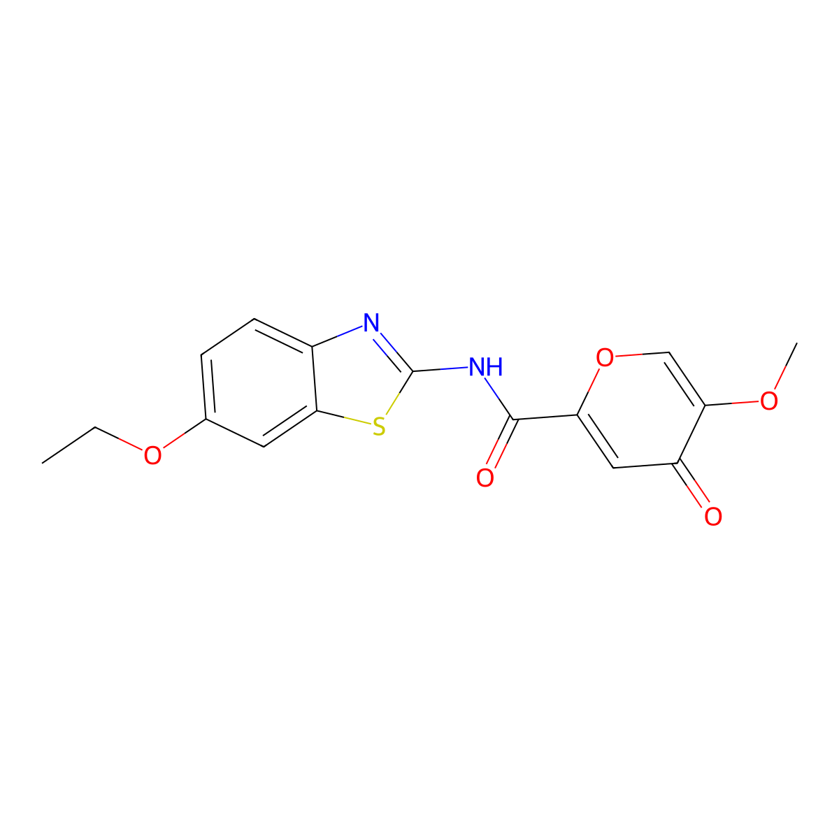 N-(6-ethoxy-1,3-benzothiazol-2-yl)-5-methoxy-4-oxo-4H-pyran-2-carboxamide molecular structure, CAS 1040640-36-5