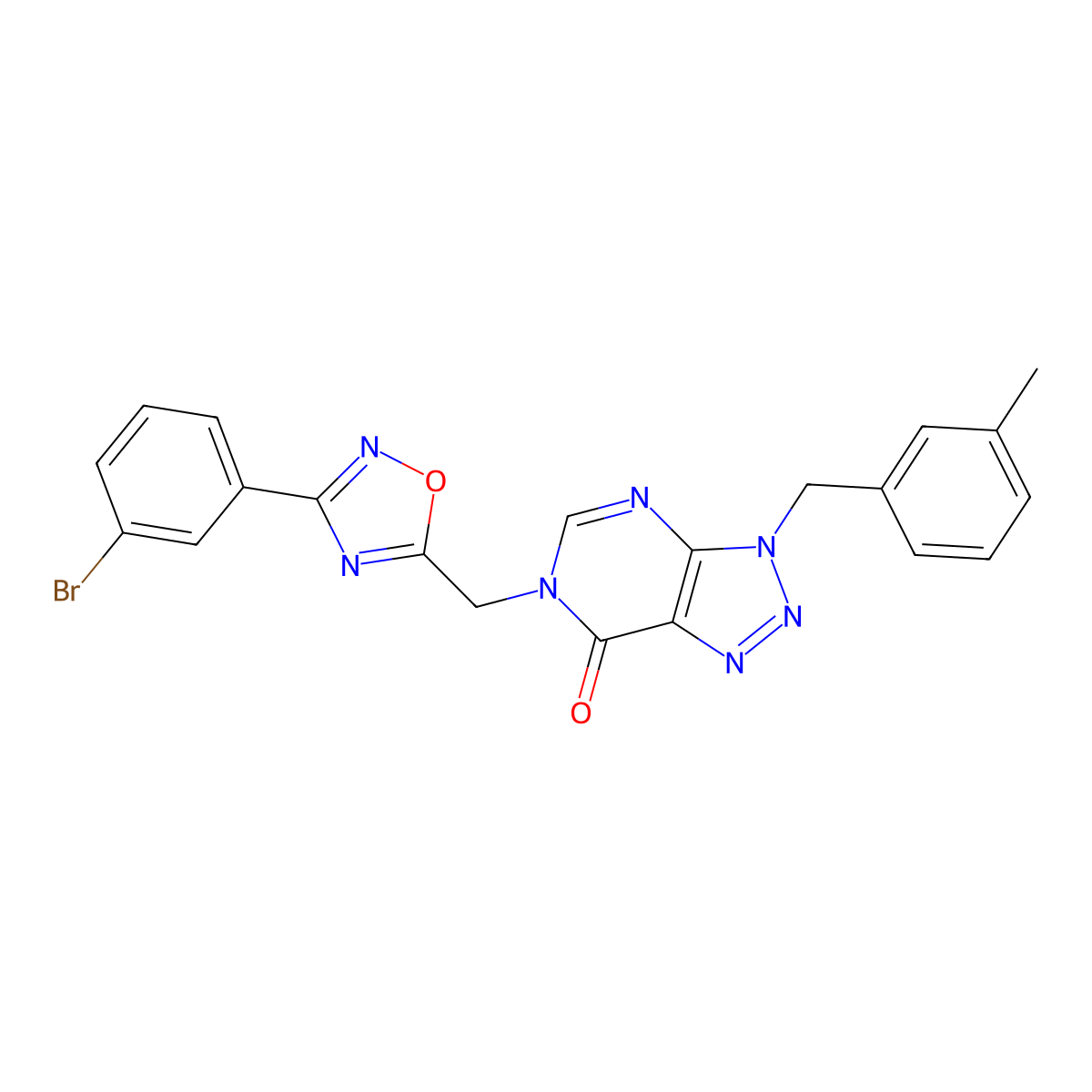 6-{[3-(3-bromophenyl)-1,2,4-oxadiazol-5-yl]methyl}-3-(3-methylbenzyl)-3,6-dihydro-7H-[1,2,3]triazolo[4,5-d]pyrimidin-7-one molecular structure, CAS 1040640-41-2