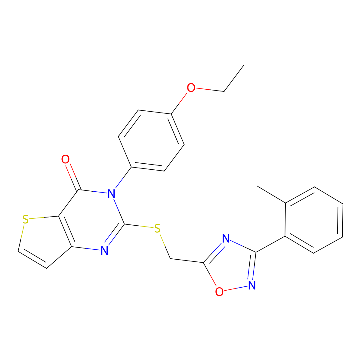 3-(4-ethoxyphenyl)-2-({[3-(2-methylphenyl)-1,2,4-oxadiazol-5-yl]methyl}sulfanyl)-3H,4H-thieno[3,2-d]pyrimidin-4-one molecular structure, CAS 1040640-46-7