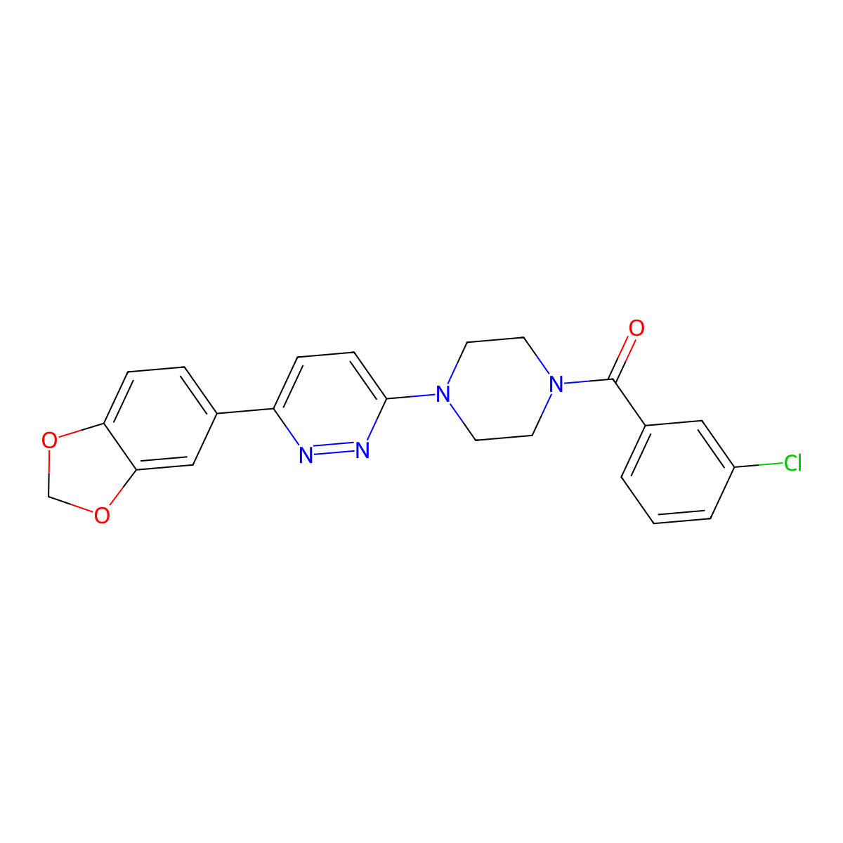 (4-(6-(Benzo[d][1,3]dioxol-5-yl)pyridazin-3-yl)piperazin-1-yl)(3-chlorophenyl)methanone molecular structure, CAS 1040640-48-9