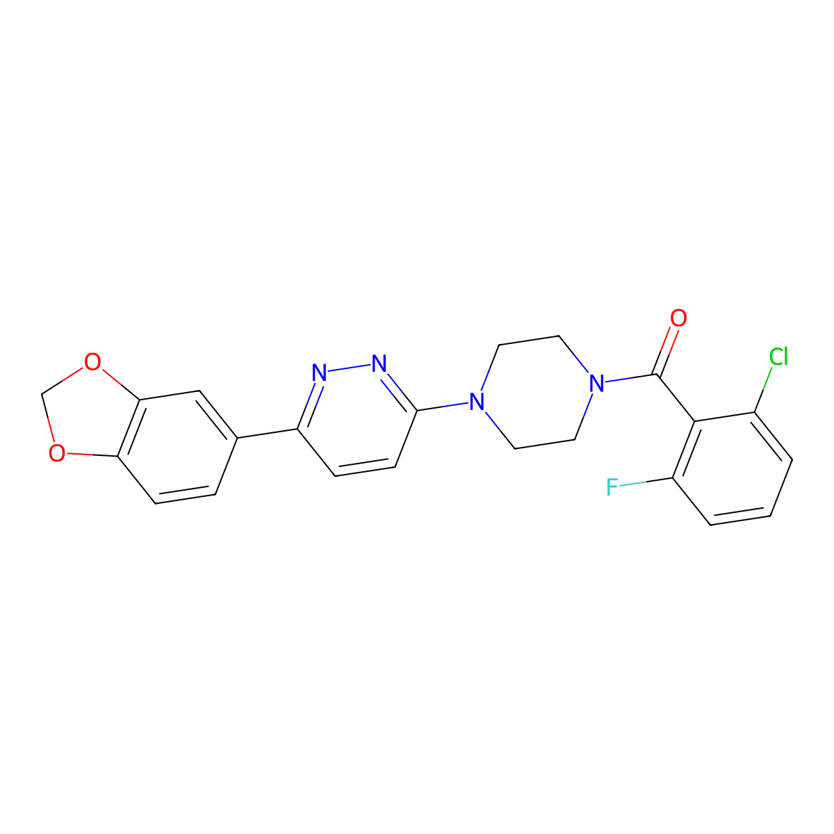 (4-(6-(Benzo[d][1,3]dioxol-5-yl)pyridazin-3-yl)piperazin-1-yl)(2-chloro-6-fluorophenyl)methanone molecular structure, CAS 1040640-56-9