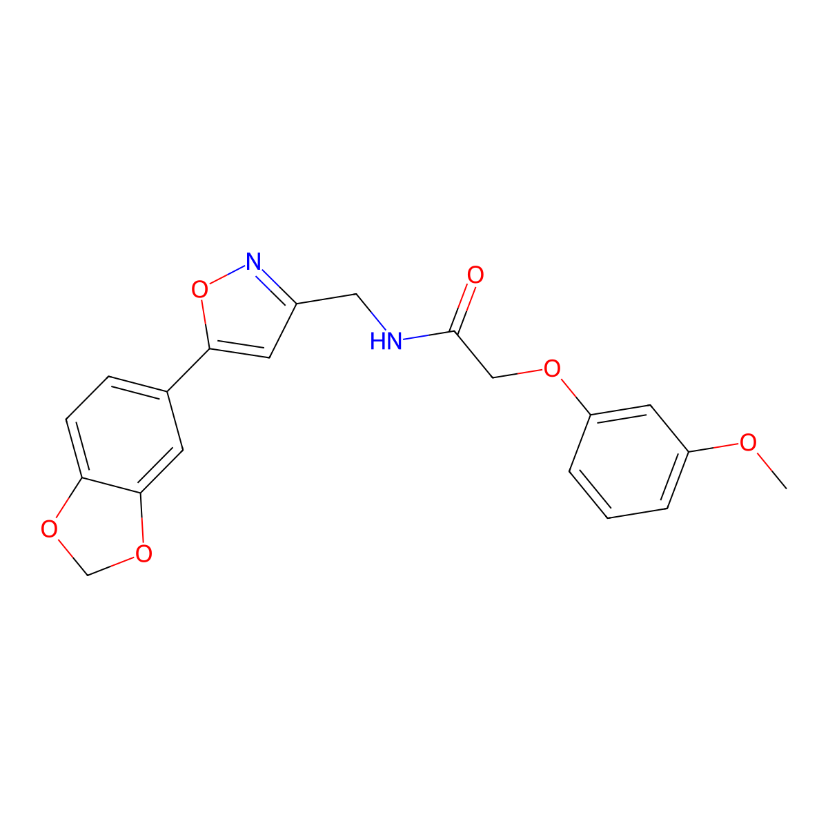 N-{[5-(2H-1,3-benzodioxol-5-yl)-1,2-oxazol-3-yl]methyl}-2-(3-methoxyphenoxy)acetamide molecular structure, CAS 1040640-58-1
