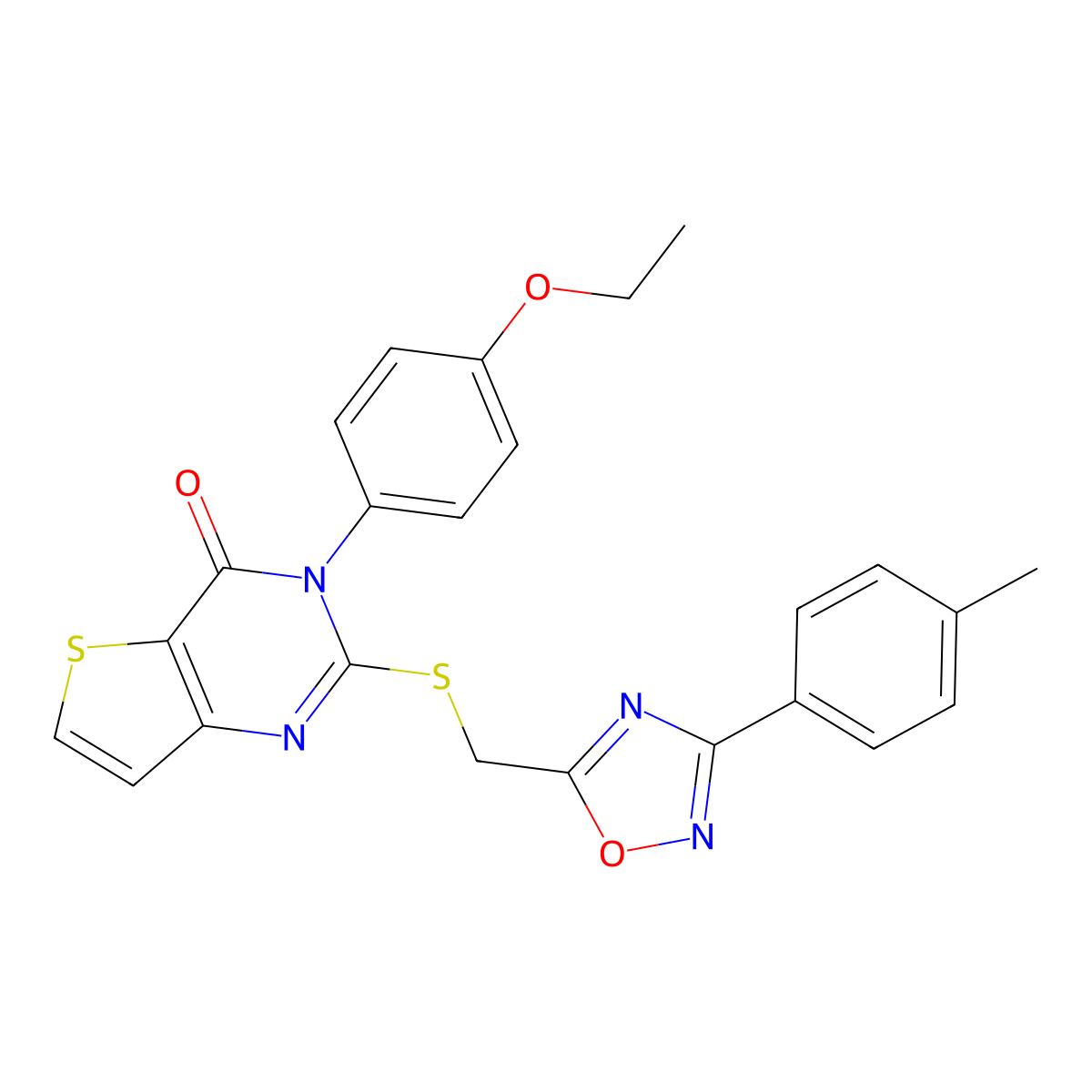 3-(4-ethoxyphenyl)-2-({[3-(4-methylphenyl)-1,2,4-oxadiazol-5-yl]methyl}sulfanyl)-3H,4H-thieno[3,2-d]pyrimidin-4-one molecular structure, CAS 1040640-61-6