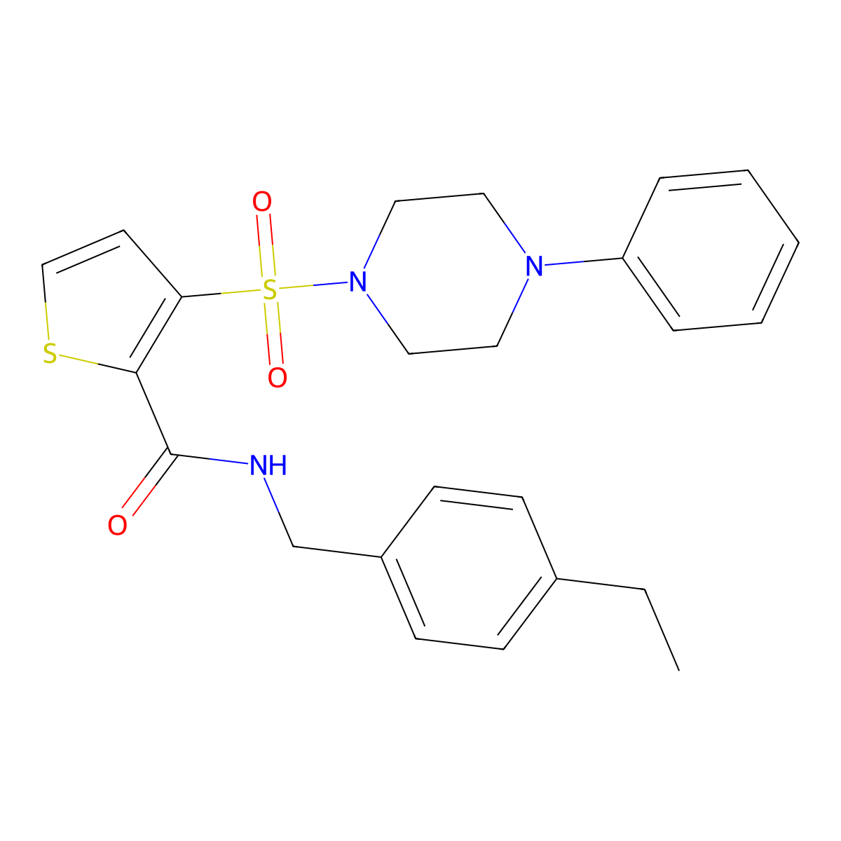 N-[(4-ethylphenyl)methyl]-3-[(4-phenylpiperazin-1-yl)sulfonyl]thiophene-2-carboxamide molecular structure, CAS 1040640-64-9