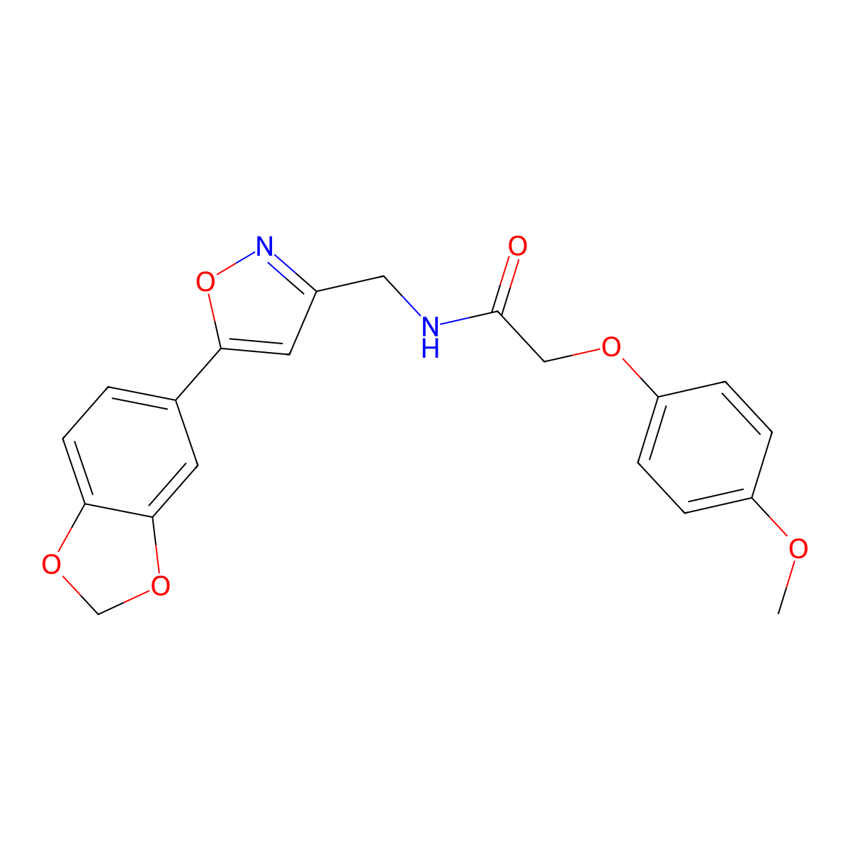 N-{[5-(2H-1,3-benzodioxol-5-yl)-1,2-oxazol-3-yl]methyl}-2-(4-methoxyphenoxy)acetamide molecular structure, CAS 1040640-65-0