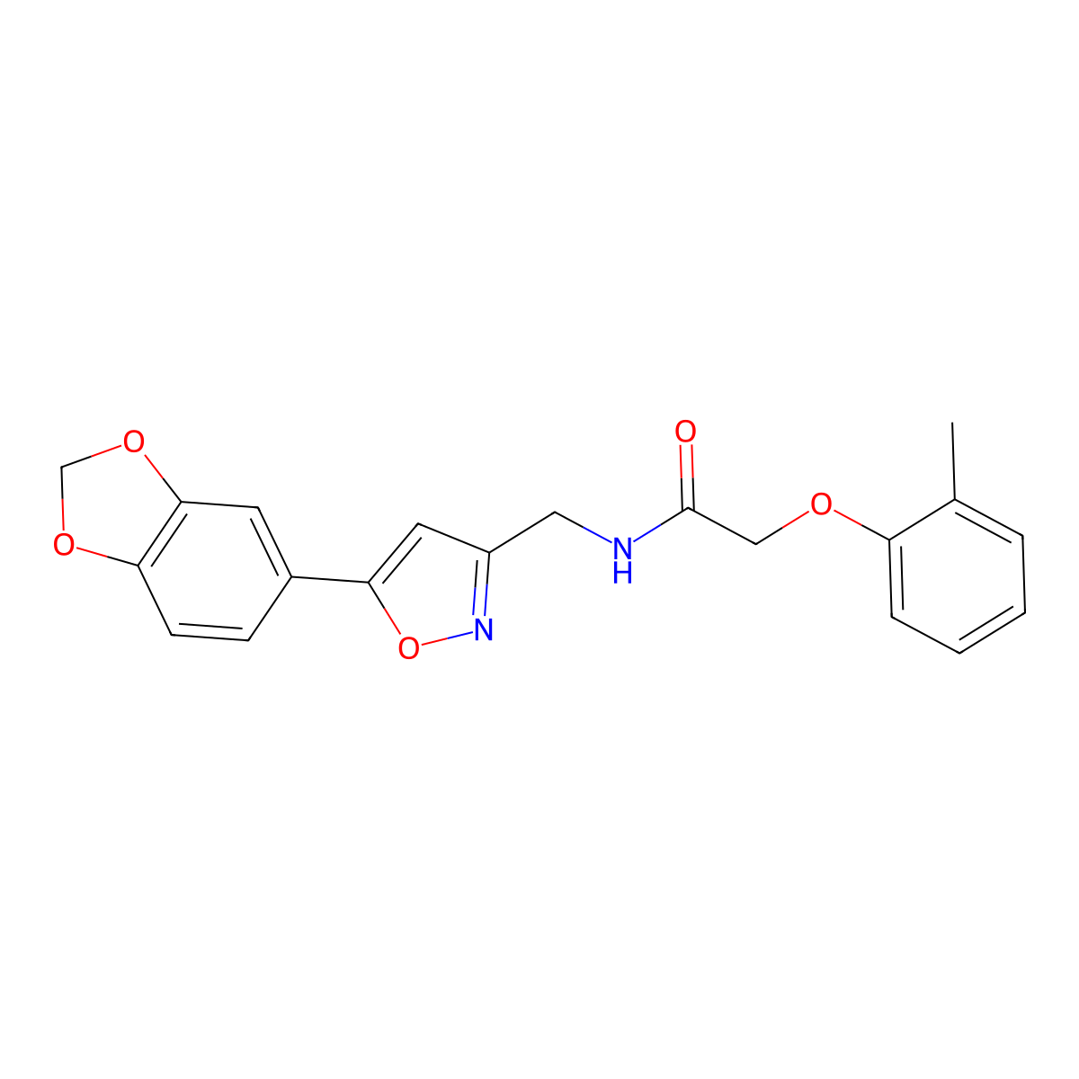 N-{[5-(2H-1,3-benzodioxol-5-yl)-1,2-oxazol-3-yl]methyl}-2-(2-methylphenoxy)acetamide molecular structure, CAS 1040640-72-9