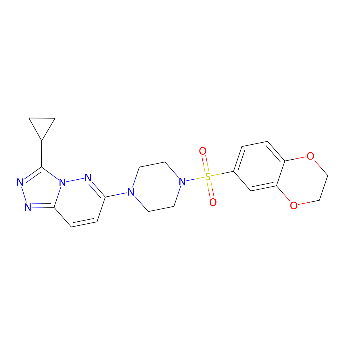 3-Cyclopropyl-6-(4-((2,3-dihydrobenzo[b][1,4]dioxin-6-yl)sulfonyl)piperazin-1-yl)-[1,2,4]triazolo[4,3-b]pyridazine molecular structure, CAS 1040640-76-3