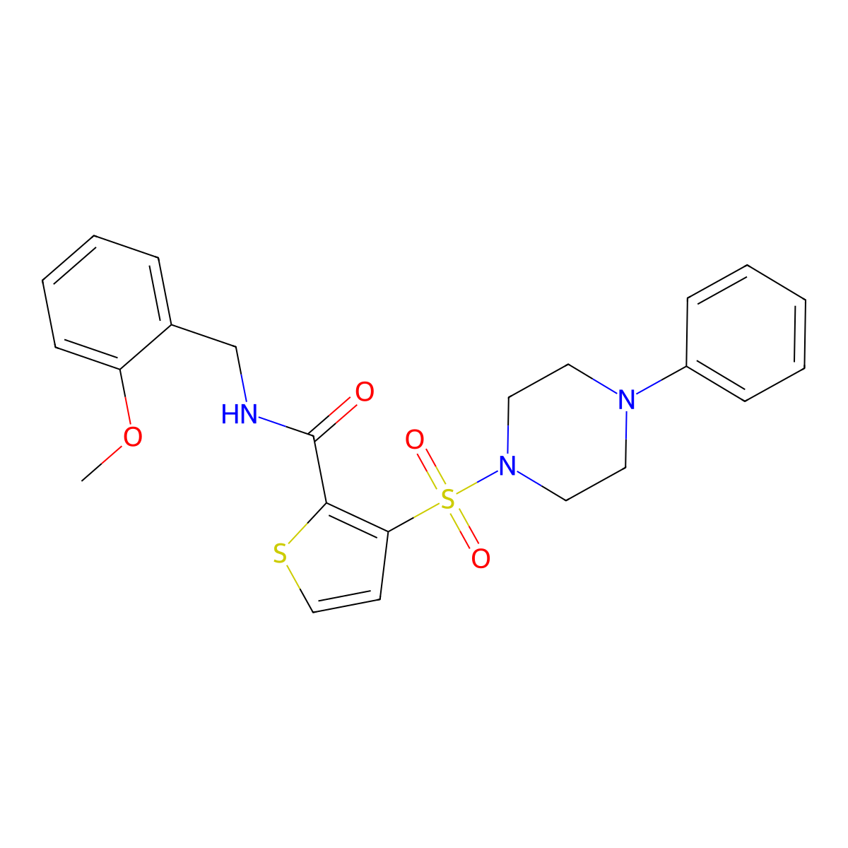 N-[(2-methoxyphenyl)methyl]-3-[(4-phenylpiperazin-1-yl)sulfonyl]thiophene-2-carboxamide molecular structure, CAS 1040640-78-5