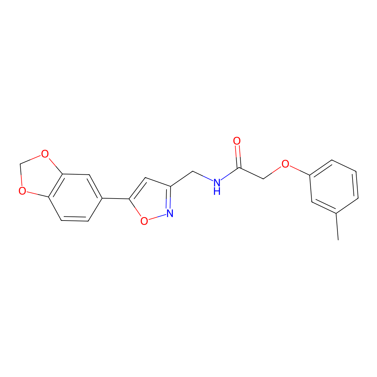 N-{[5-(2H-1,3-benzodioxol-5-yl)-1,2-oxazol-3-yl]methyl}-2-(3-methylphenoxy)acetamide molecular structure, CAS 1040640-79-6