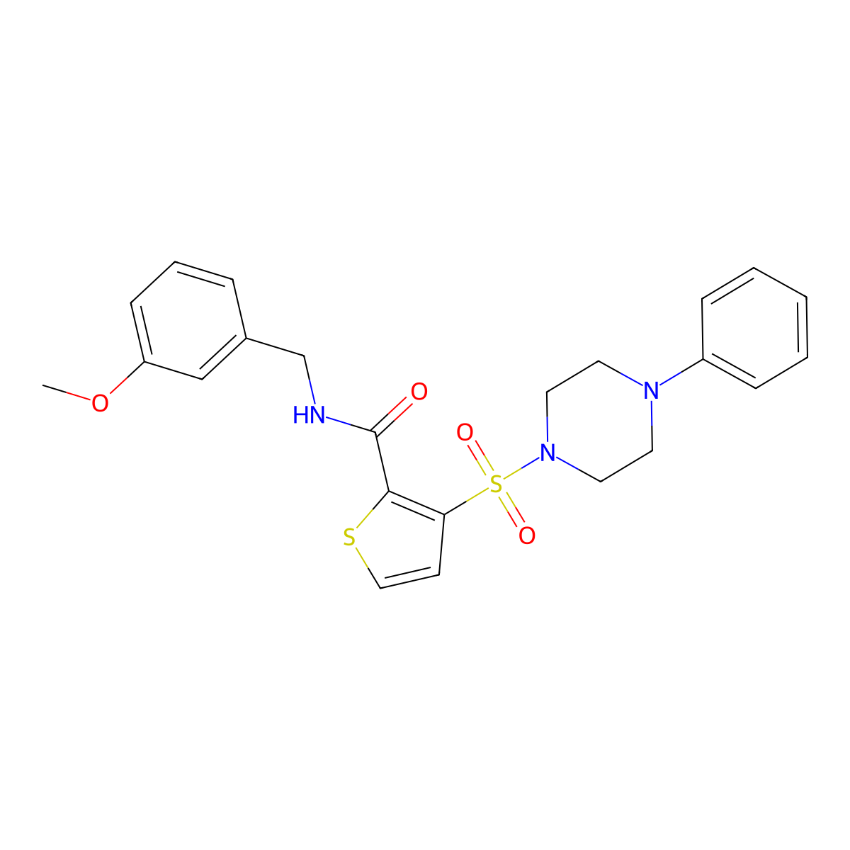 N-[(3-methoxyphenyl)methyl]-3-[(4-phenylpiperazin-1-yl)sulfonyl]thiophene-2-carboxamide molecular structure, CAS 1040640-85-4