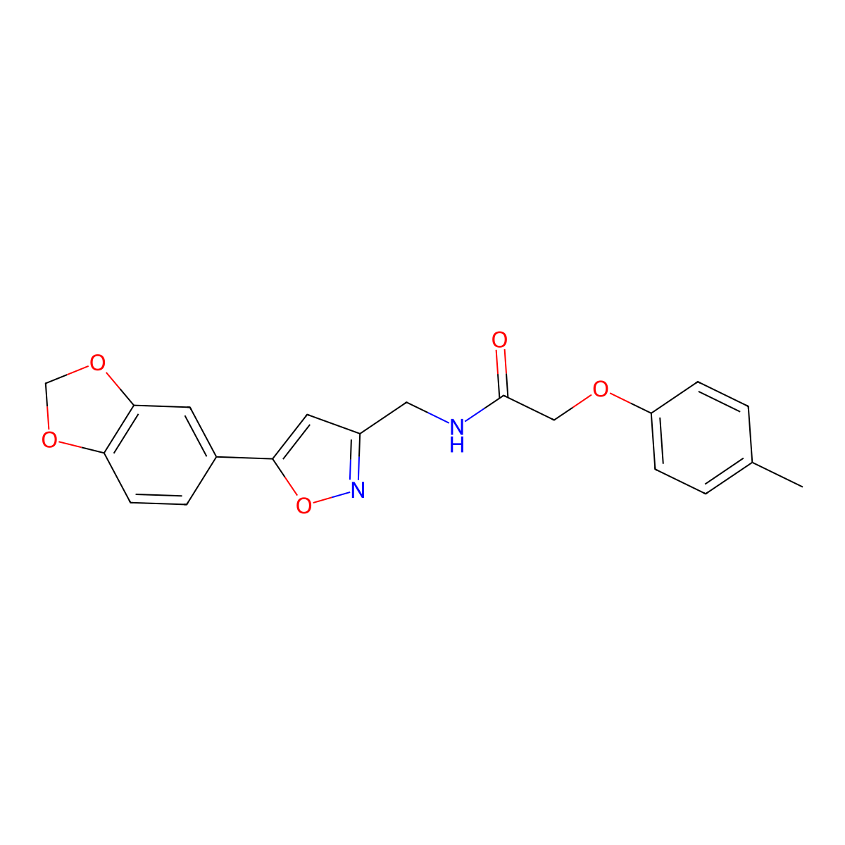 N-{[5-(2H-1,3-benzodioxol-5-yl)-1,2-oxazol-3-yl]methyl}-2-(4-methylphenoxy)acetamide molecular structure, CAS 1040640-86-5