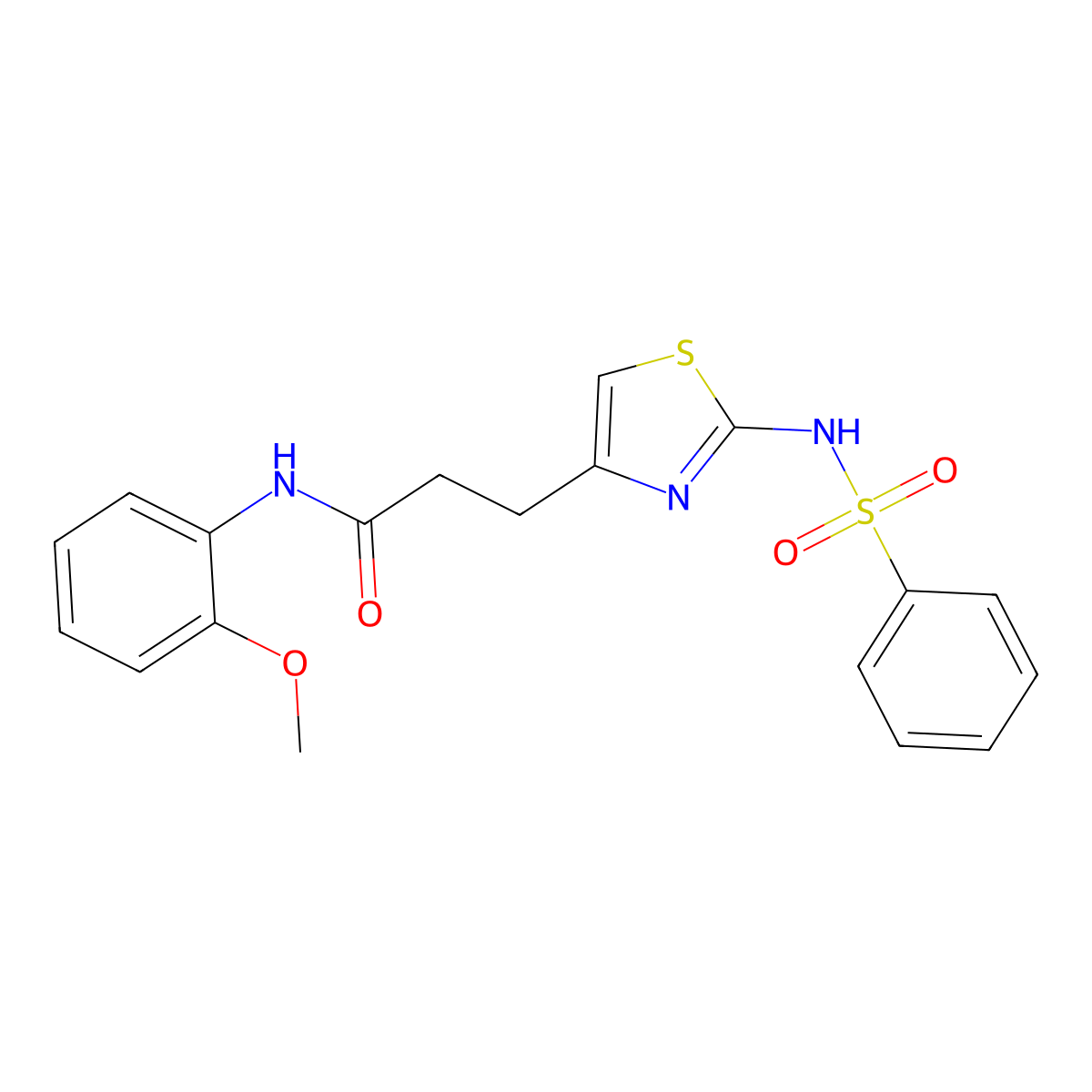 3-(2-benzenesulfonamido-1,3-thiazol-4-yl)-N-(2-methoxyphenyl)propanamide molecular structure, CAS 1040640-87-6
