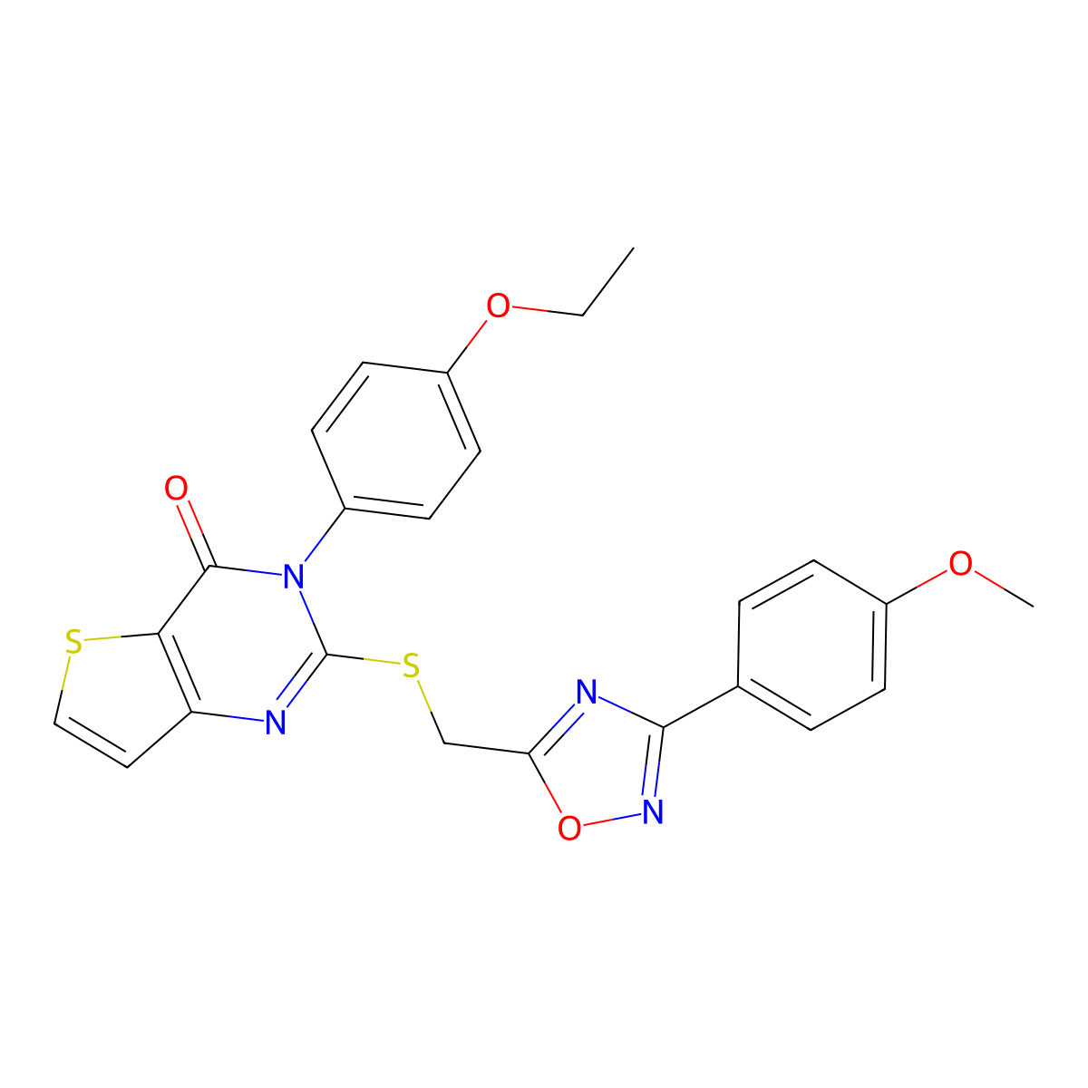 3-(4-ethoxyphenyl)-2-({[3-(4-methoxyphenyl)-1,2,4-oxadiazol-5-yl]methyl}sulfanyl)-3H,4H-thieno[3,2-d]pyrimidin-4-one molecular structure, CAS 1040640-89-8
