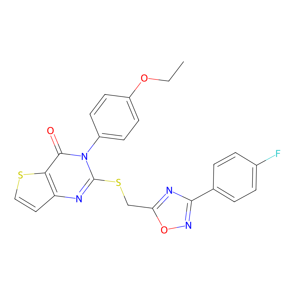 3-(4-ethoxyphenyl)-2-(((3-(4-fluorophenyl)-1,2,4-oxadiazol-5-yl)methyl)thio)thieno[3,2-d]pyrimidin-4(3H)-one molecular structure, CAS 1040640-96-7