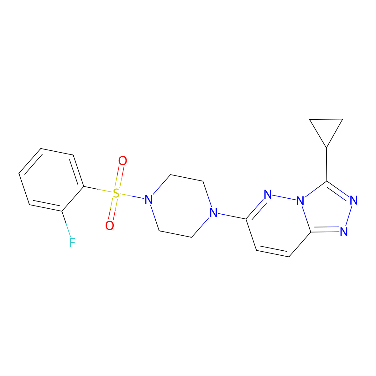 1-{3-Cyclopropyl-[1,2,4]triazolo[4,3-b]pyridazin-6-yl}-4-(2-fluorobenzenesulfonyl)piperazine molecular structure, CAS 1040640-97-8