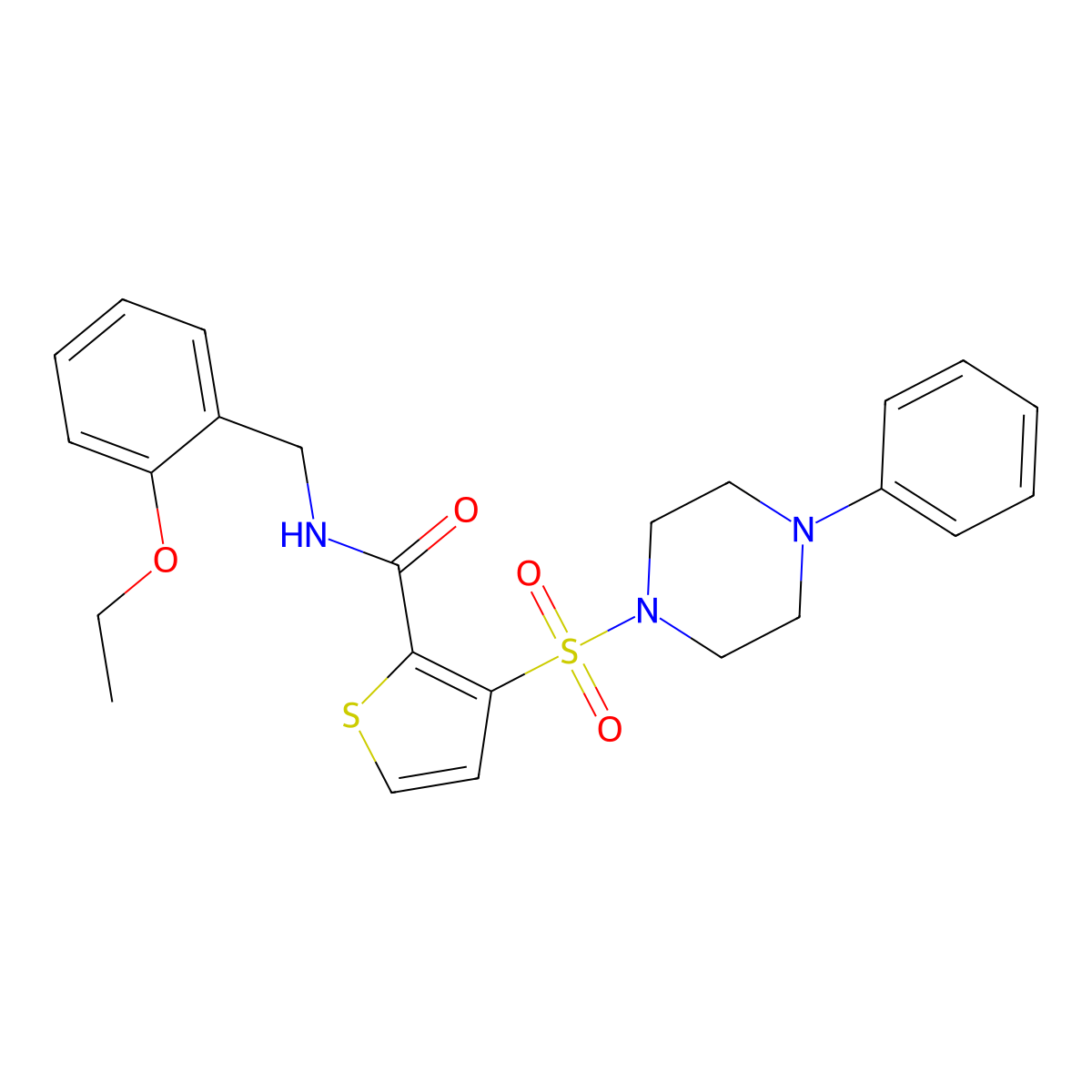 N-[(2-ethoxyphenyl)methyl]-3-[(4-phenylpiperazin-1-yl)sulfonyl]thiophene-2-carboxamide molecular structure, CAS 1040641-00-6