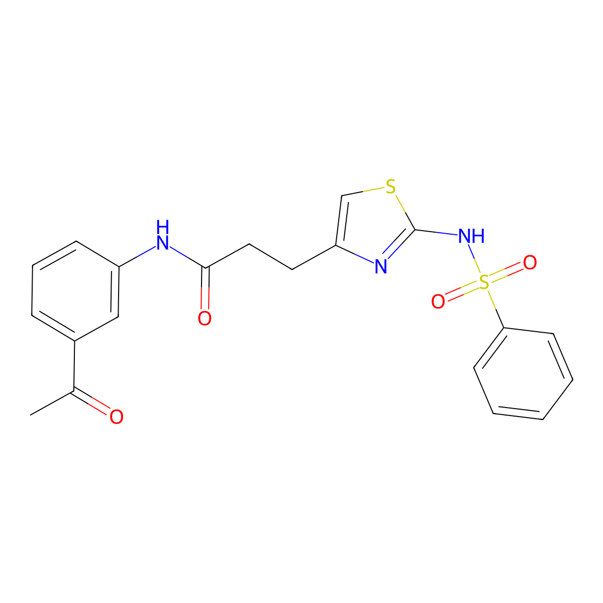 N-(3-acetylphenyl)-3-(2-benzenesulfonamido-1,3-thiazol-4-yl)propanamide molecular structure, CAS 1040641-04-0