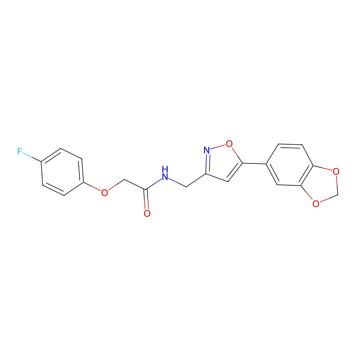 N-{[5-(2H-1,3-benzodioxol-5-yl)-1,2-oxazol-3-yl]methyl}-2-(4-fluorophenoxy)acetamide molecular structure, CAS 1040641-07-3