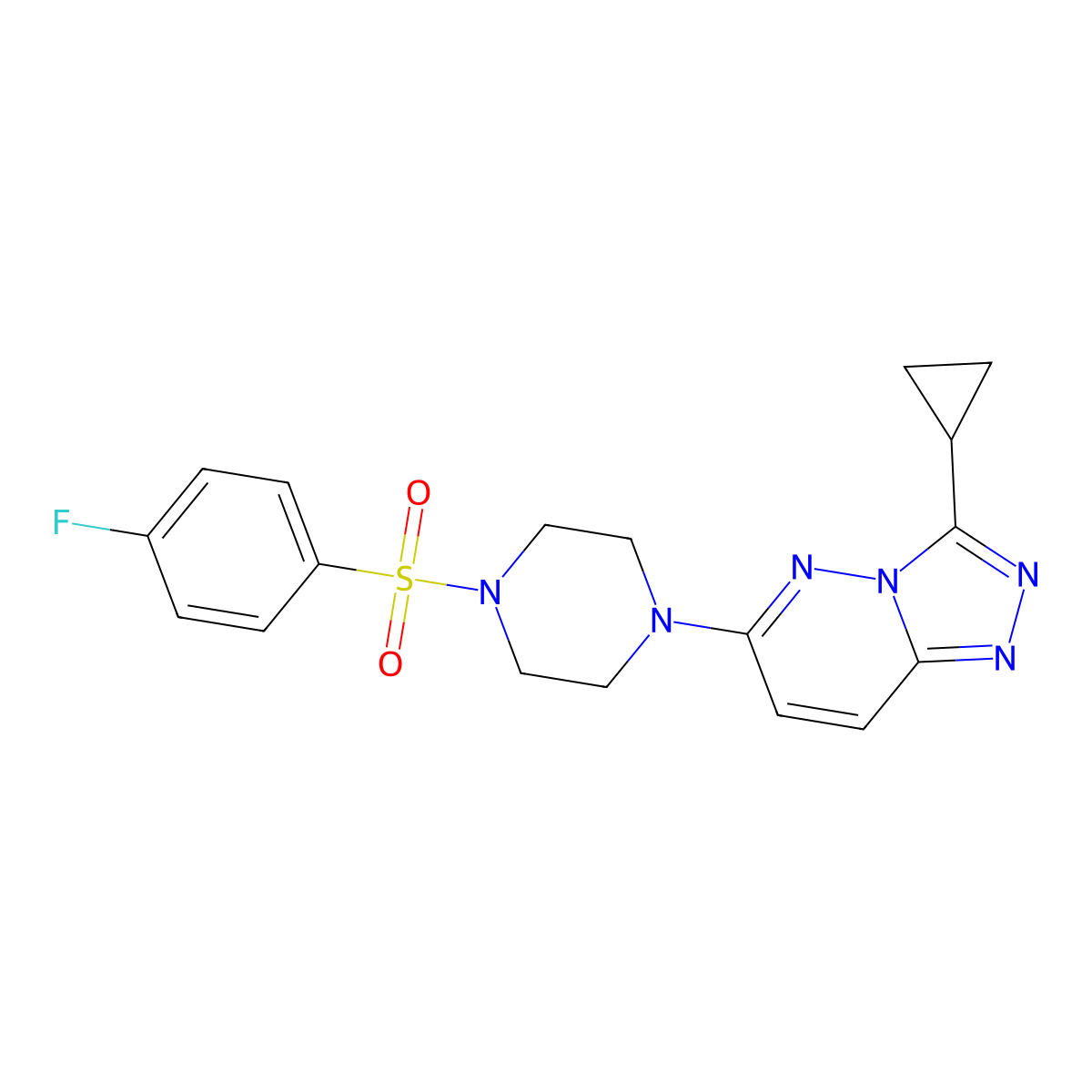 1-{3-Cyclopropyl-[1,2,4]triazolo[4,3-b]pyridazin-6-yl}-4-(4-fluorobenzenesulfonyl)piperazine molecular structure, CAS 1040641-10-8
