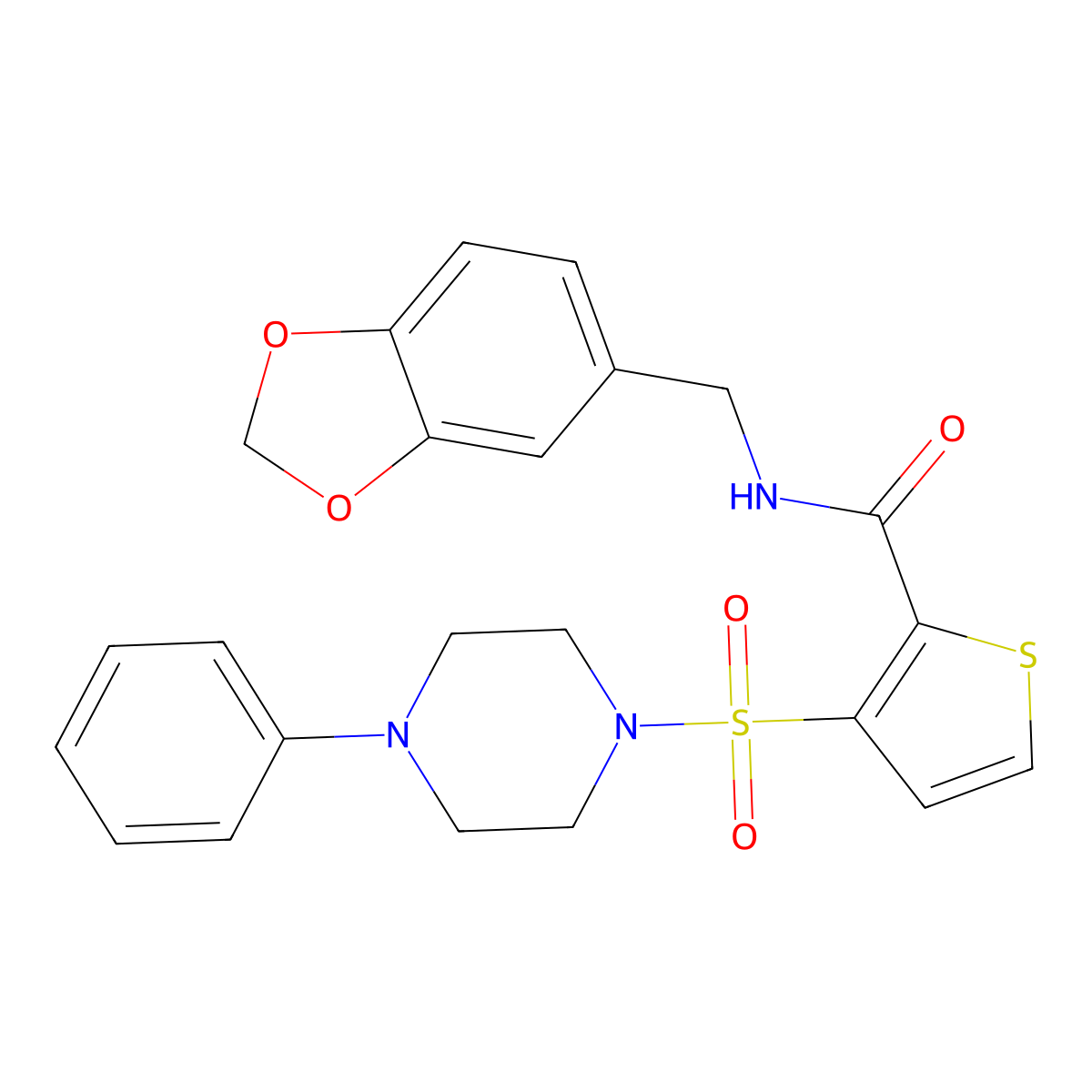 N-[(2H-1,3-benzodioxol-5-yl)methyl]-3-[(4-phenylpiperazin-1-yl)sulfonyl]thiophene-2-carboxamide molecular structure, CAS 1040641-14-2