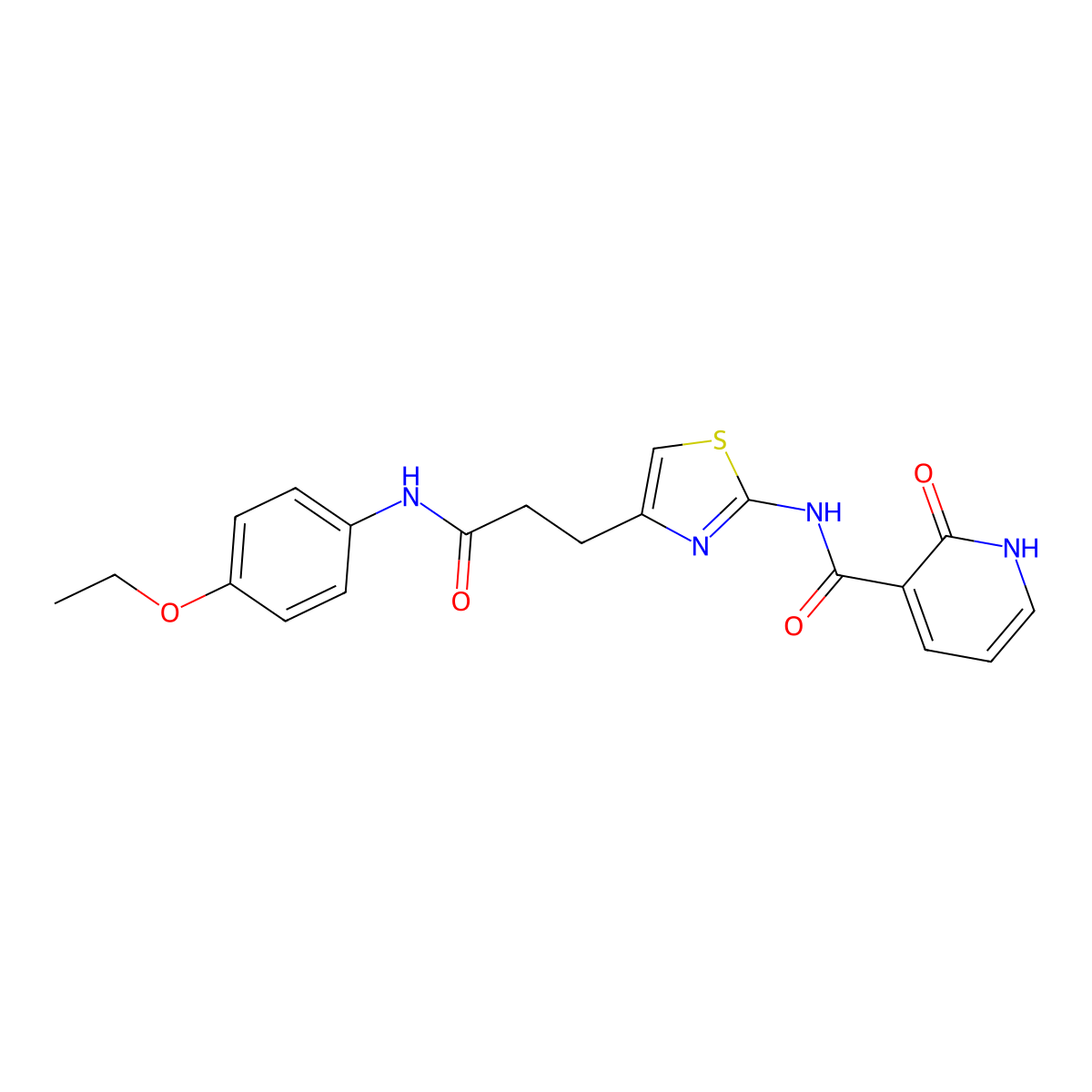 N-(4-{2-[(4-ethoxyphenyl)carbamoyl]ethyl}-1,3-thiazol-2-yl)-2-oxo-1,2-dihydropyridine-3-carboxamide molecular structure, CAS 1040641-17-5