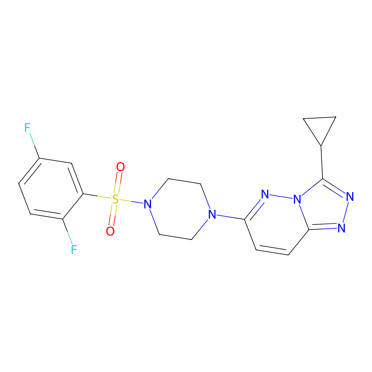 3-Cyclopropyl-6-(4-((2,5-difluorophenyl)sulfonyl)piperazin-1-yl)-[1,2,4]triazolo[4,3-b]pyridazine molecular structure, CAS 1040641-18-6