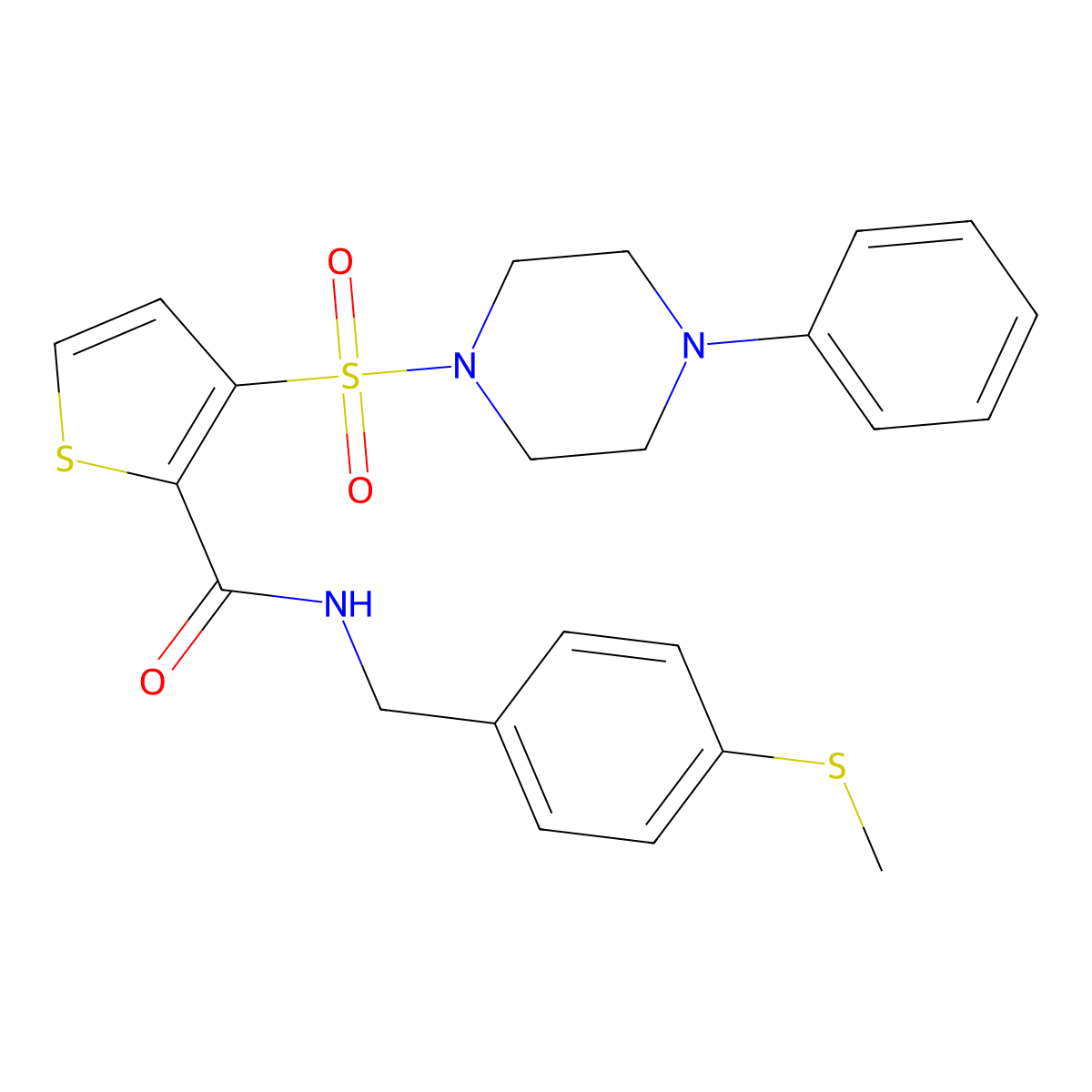 N-{[4-(methylsulfanyl)phenyl]methyl}-3-[(4-phenylpiperazin-1-yl)sulfonyl]thiophene-2-carboxamide molecular structure, CAS 1040641-22-2