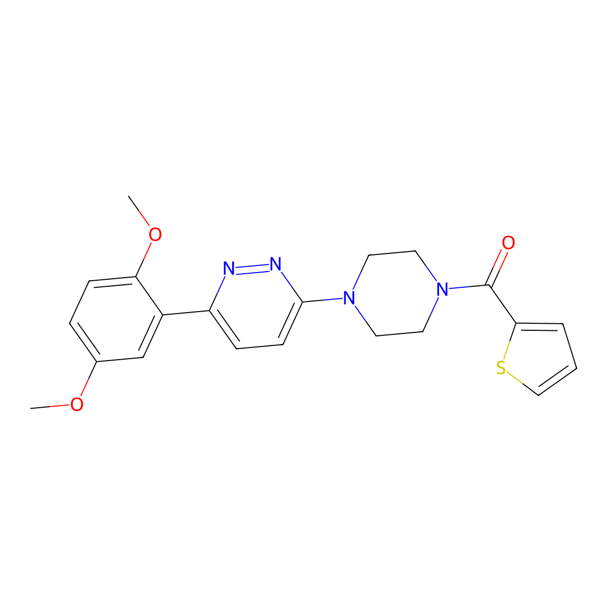 3-(2,5-Dimethoxyphenyl)-6-[4-(thiophene-2-carbonyl)piperazin-1-yl]pyridazine molecular structure, CAS 1040641-24-4