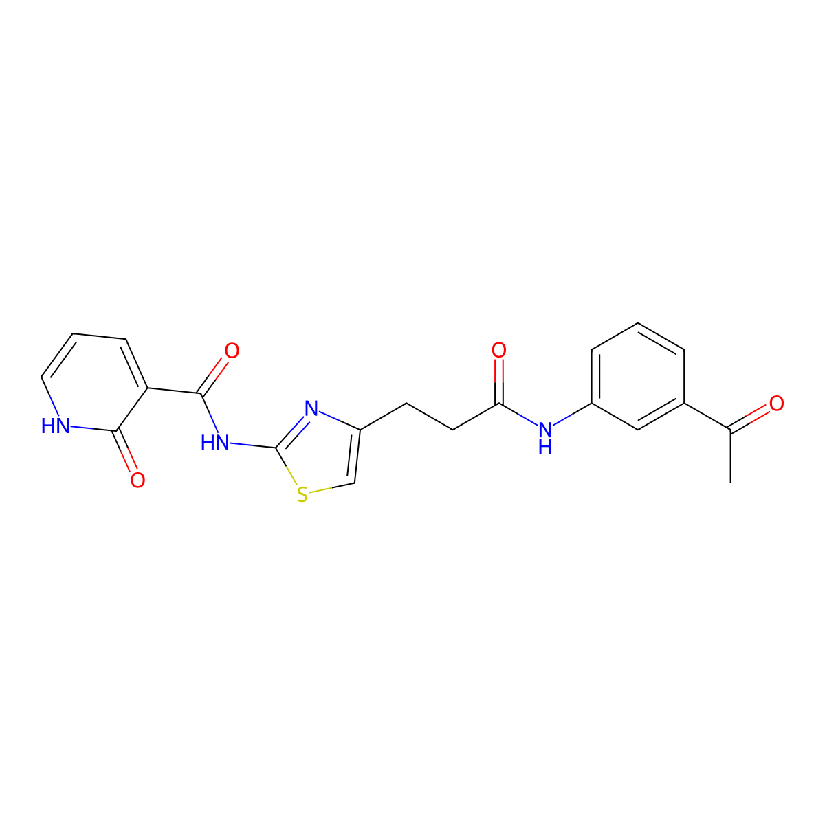 N-(4-(3-((3-acetylphenyl)amino)-3-oxopropyl)thiazol-2-yl)-2-oxo-1,2-dihydropyridine-3-carboxamide molecular structure, CAS 1040641-33-5