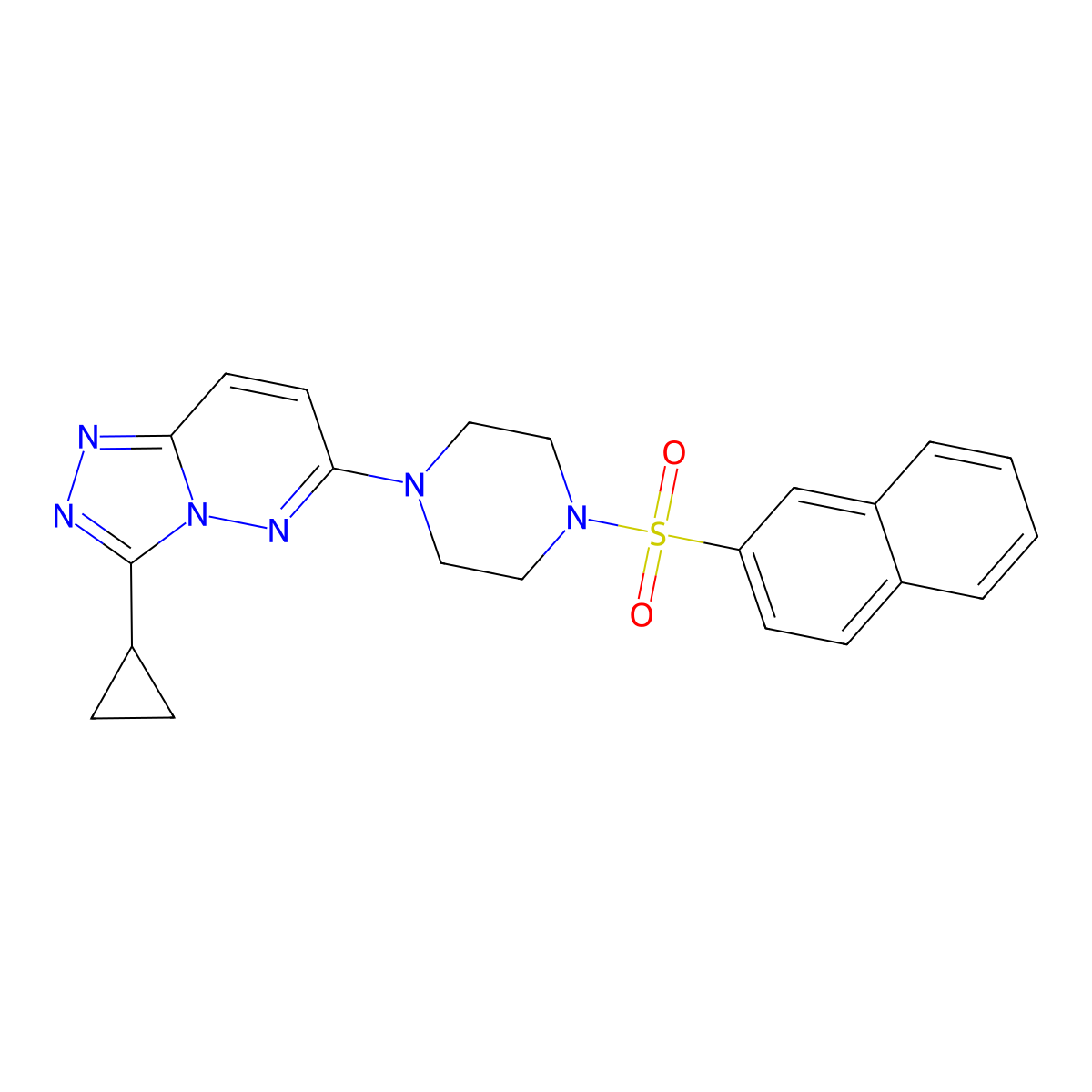 3-Cyclopropyl-6-(4-(naphthalen-2-ylsulfonyl)piperazin-1-yl)-[1,2,4]triazolo[4,3-b]pyridazine molecular structure, CAS 1040641-34-6