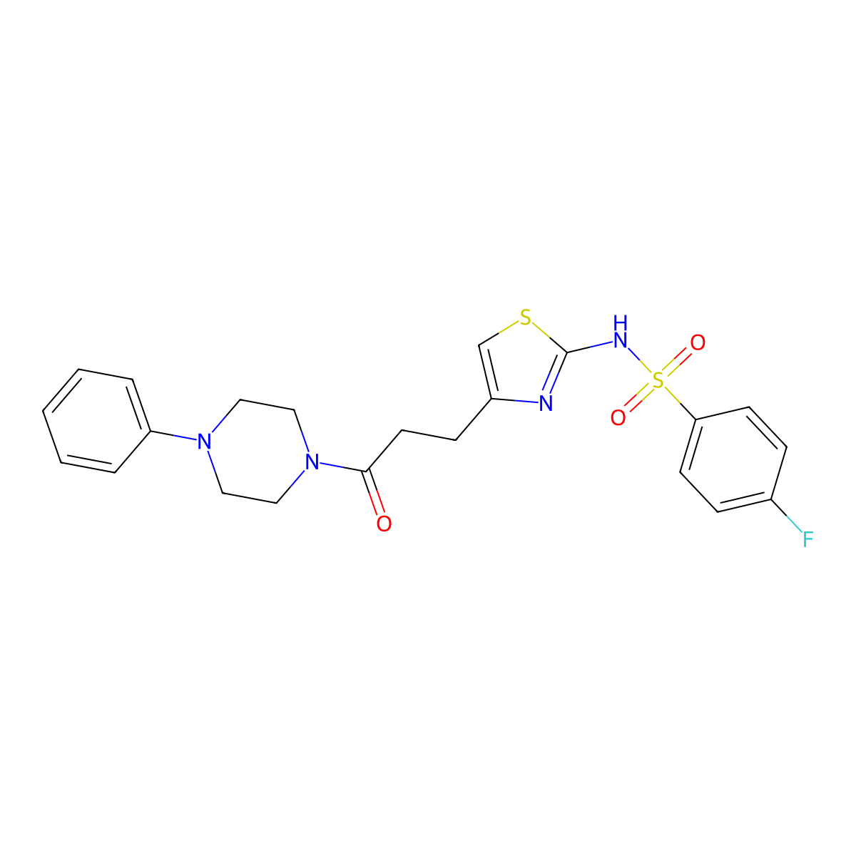 4-fluoro-N-{4-[3-oxo-3-(4-phenylpiperazin-1-yl)propyl]-1,3-thiazol-2-yl}benzene-1-sulfonamide molecular structure, CAS 1040641-44-8