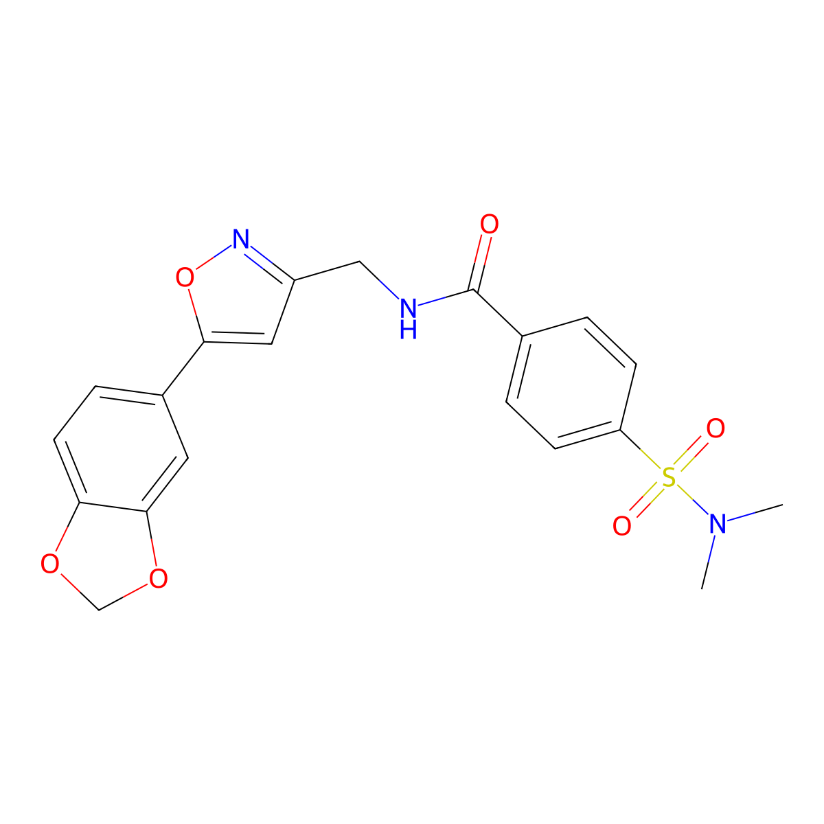 N-{[5-(2H-1,3-benzodioxol-5-yl)-1,2-oxazol-3-yl]methyl}-4-(dimethylsulfamoyl)benzamide molecular structure, CAS 1040641-47-1