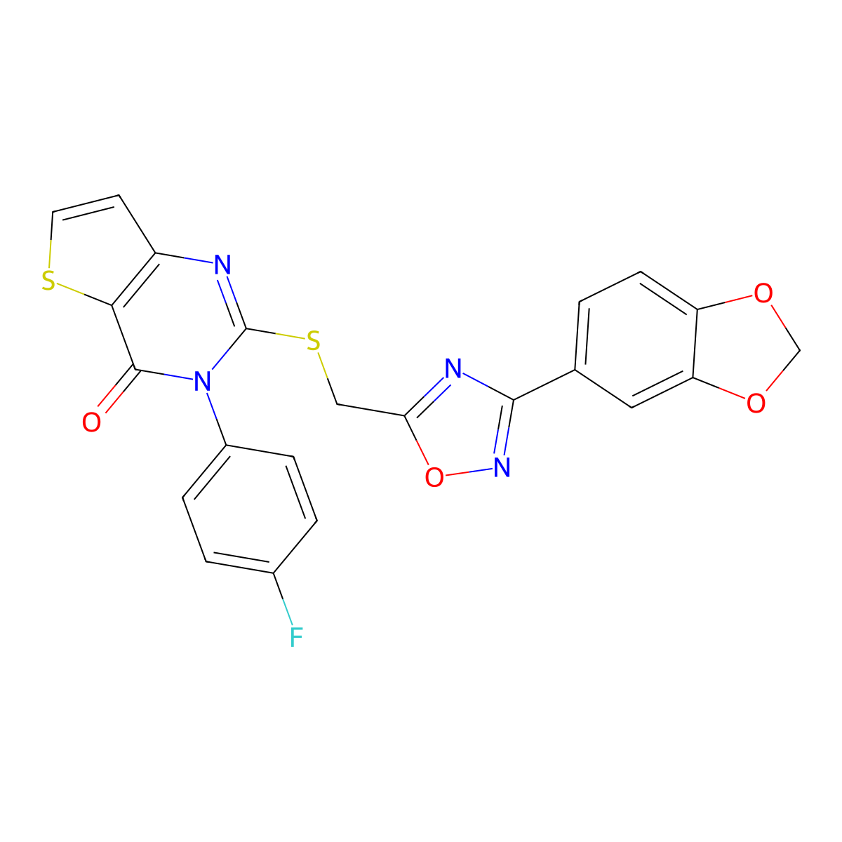 2-(((3-(benzo[d][1,3]dioxol-5-yl)-1,2,4-oxadiazol-5-yl)methyl)thio)-3-(4-fluorophenyl)thieno[3,2-d]pyrimidin-4(3H)-one molecular structure, CAS 1040641-52-8