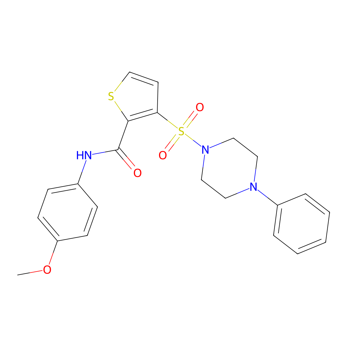 N-(4-methoxyphenyl)-3-[(4-phenylpiperazin-1-yl)sulfonyl]thiophene-2-carboxamide molecular structure, CAS 1040641-53-9