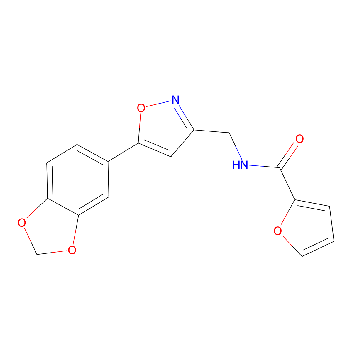 N-{[5-(2H-1,3-benzodioxol-5-yl)-1,2-oxazol-3-yl]methyl}furan-2-carboxamide molecular structure, CAS 1040641-54-0