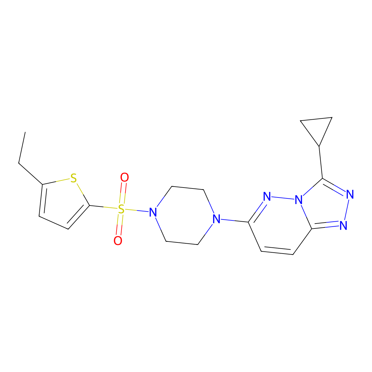1-{3-Cyclopropyl-[1,2,4]triazolo[4,3-b]pyridazin-6-yl}-4-[(5-ethylthiophen-2-yl)sulfonyl]piperazine molecular structure, CAS 1040641-57-3