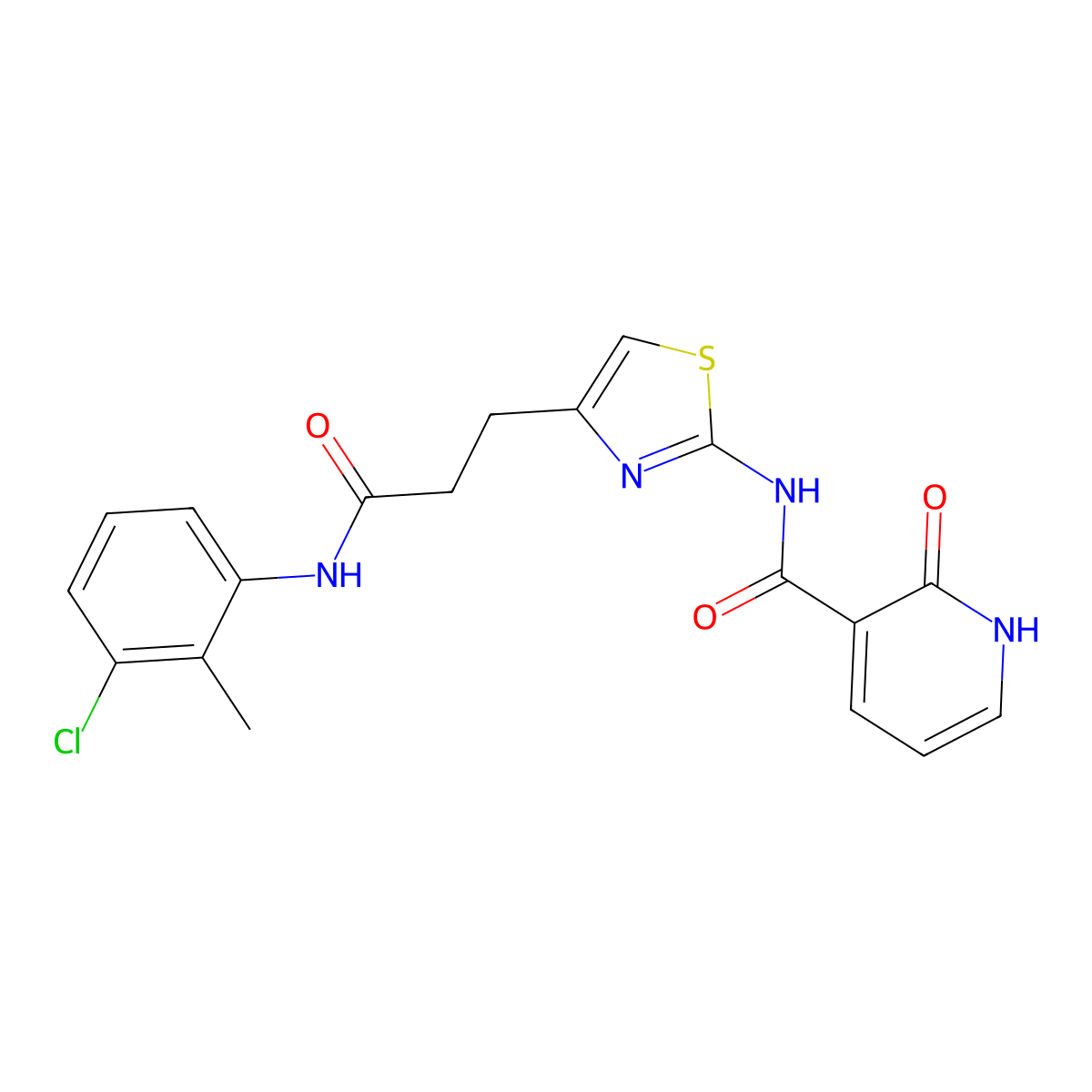N-(4-{2-[(3-chloro-2-methylphenyl)carbamoyl]ethyl}-1,3-thiazol-2-yl)-2-oxo-1,2-dihydropyridine-3-carboxamide molecular structure, CAS 1040641-63-1