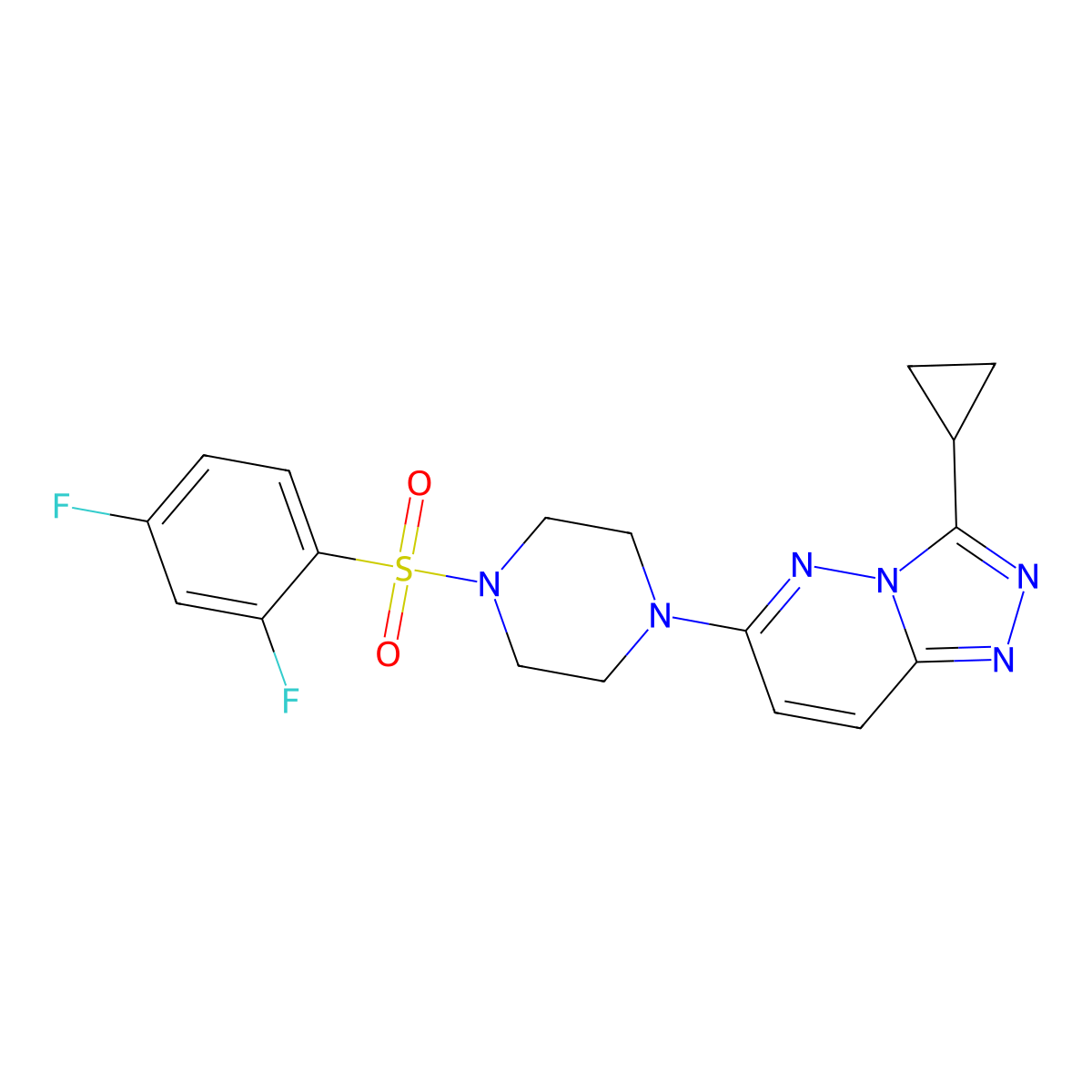 3-Cyclopropyl-6-(4-((2,4-difluorophenyl)sulfonyl)piperazin-1-yl)-[1,2,4]triazolo[4,3-b]pyridazine molecular structure, CAS 1040641-64-2