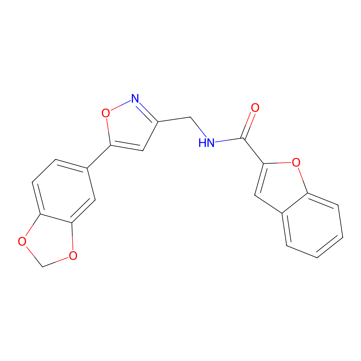 N-{[5-(2H-1,3-benzodioxol-5-yl)-1,2-oxazol-3-yl]methyl}-1-benzofuran-2-carboxamide molecular structure, CAS 1040641-68-6