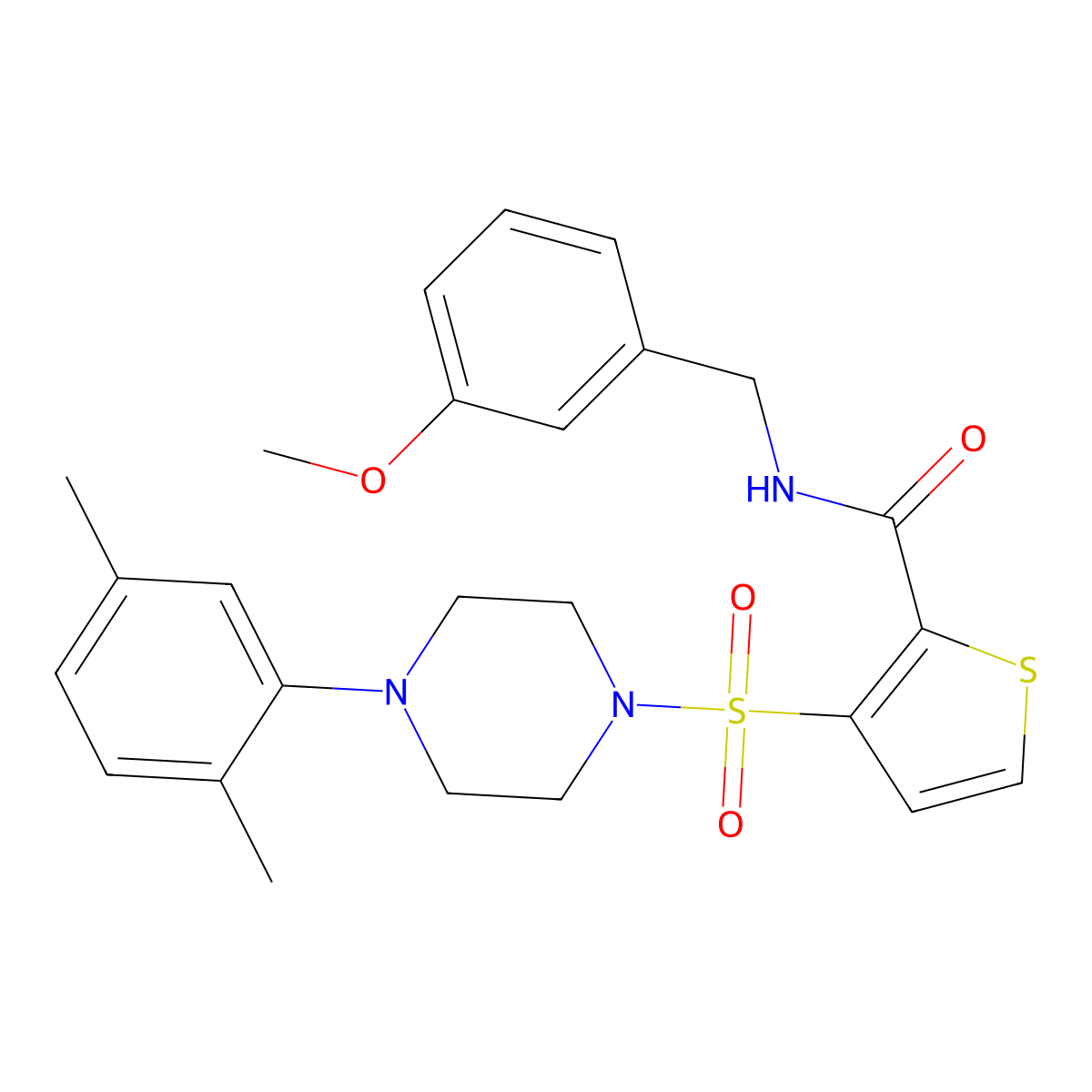 3-{[4-(2,5-dimethylphenyl)piperazin-1-yl]sulfonyl}-N-[(3-methoxyphenyl)methyl]thiophene-2-carboxamide molecular structure, CAS 1040641-74-4