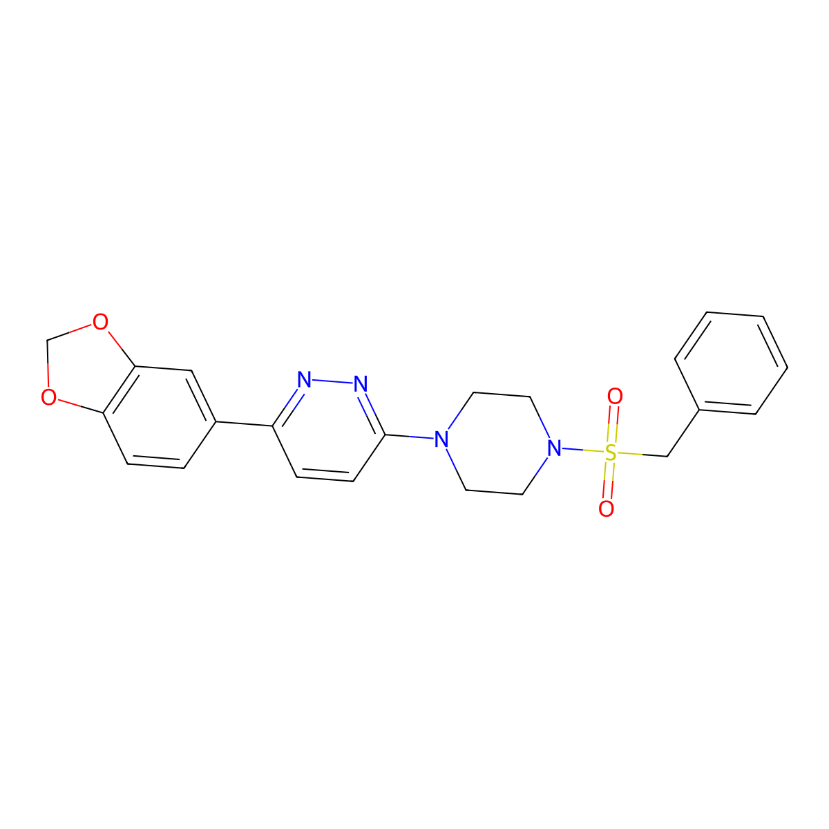 3-(Benzo[d][1,3]dioxol-5-yl)-6-(4-(benzylsulfonyl)piperazin-1-yl)pyridazine molecular structure, CAS 1040641-77-7