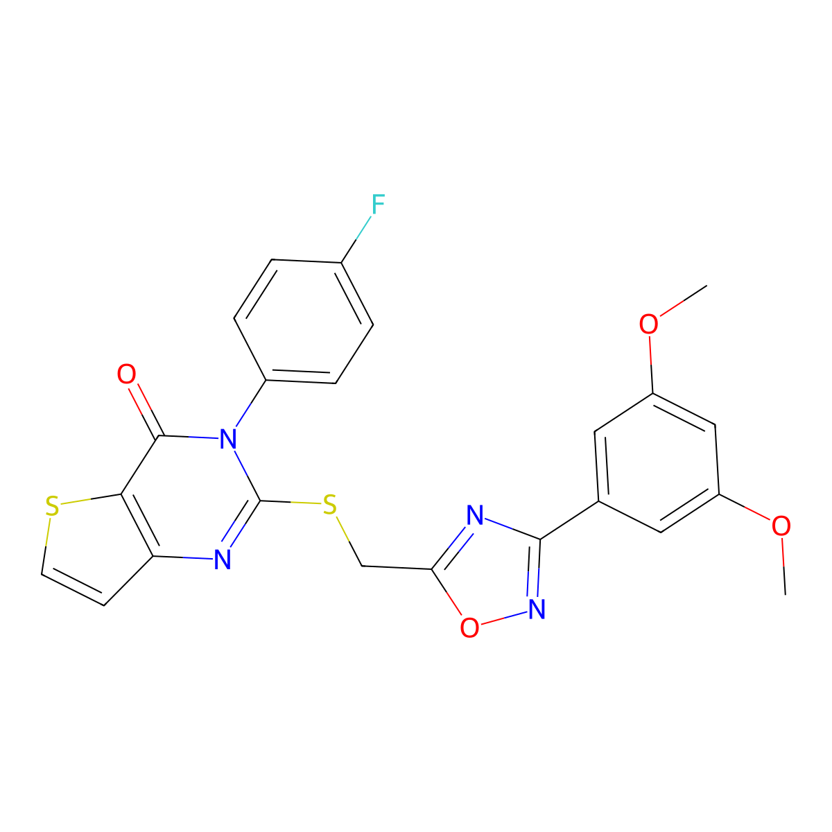 2-(((3-(3,5-dimethoxyphenyl)-1,2,4-oxadiazol-5-yl)methyl)thio)-3-(4-fluorophenyl)thieno[3,2-d]pyrimidin-4(3H)-one molecular structure, CAS 1040641-81-3