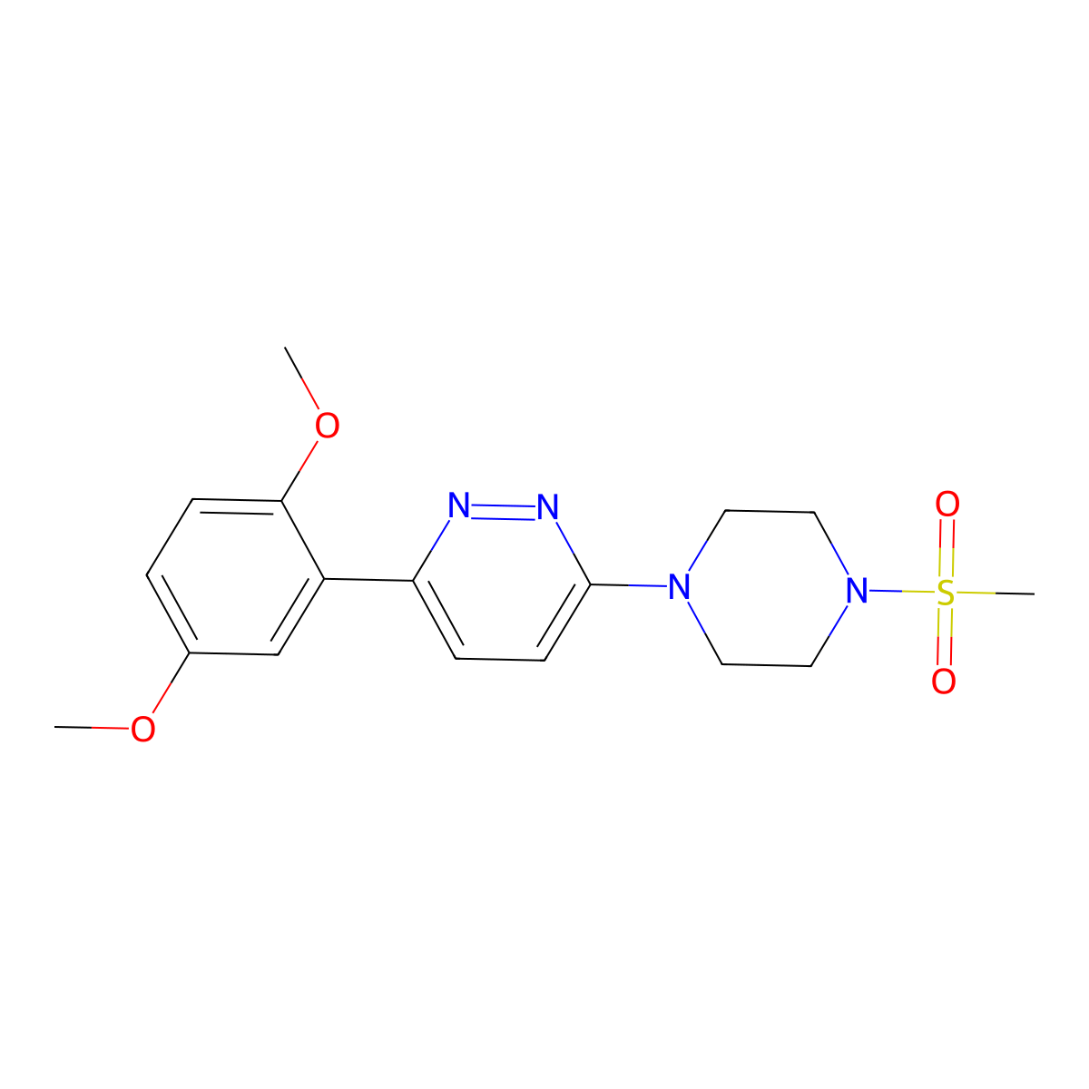 3-(2,5-Dimethoxyphenyl)-6-(4-methanesulfonylpiperazin-1-yl)pyridazine molecular structure, CAS 1040641-84-6