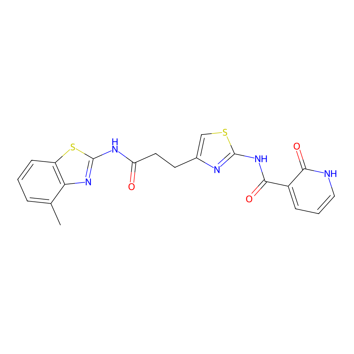 N-(4-{2-[(4-methyl-1,3-benzothiazol-2-yl)carbamoyl]ethyl}-1,3-thiazol-2-yl)-2-oxo-1,2-dihydropyridine-3-carboxamide molecular structure, CAS 1040641-85-7